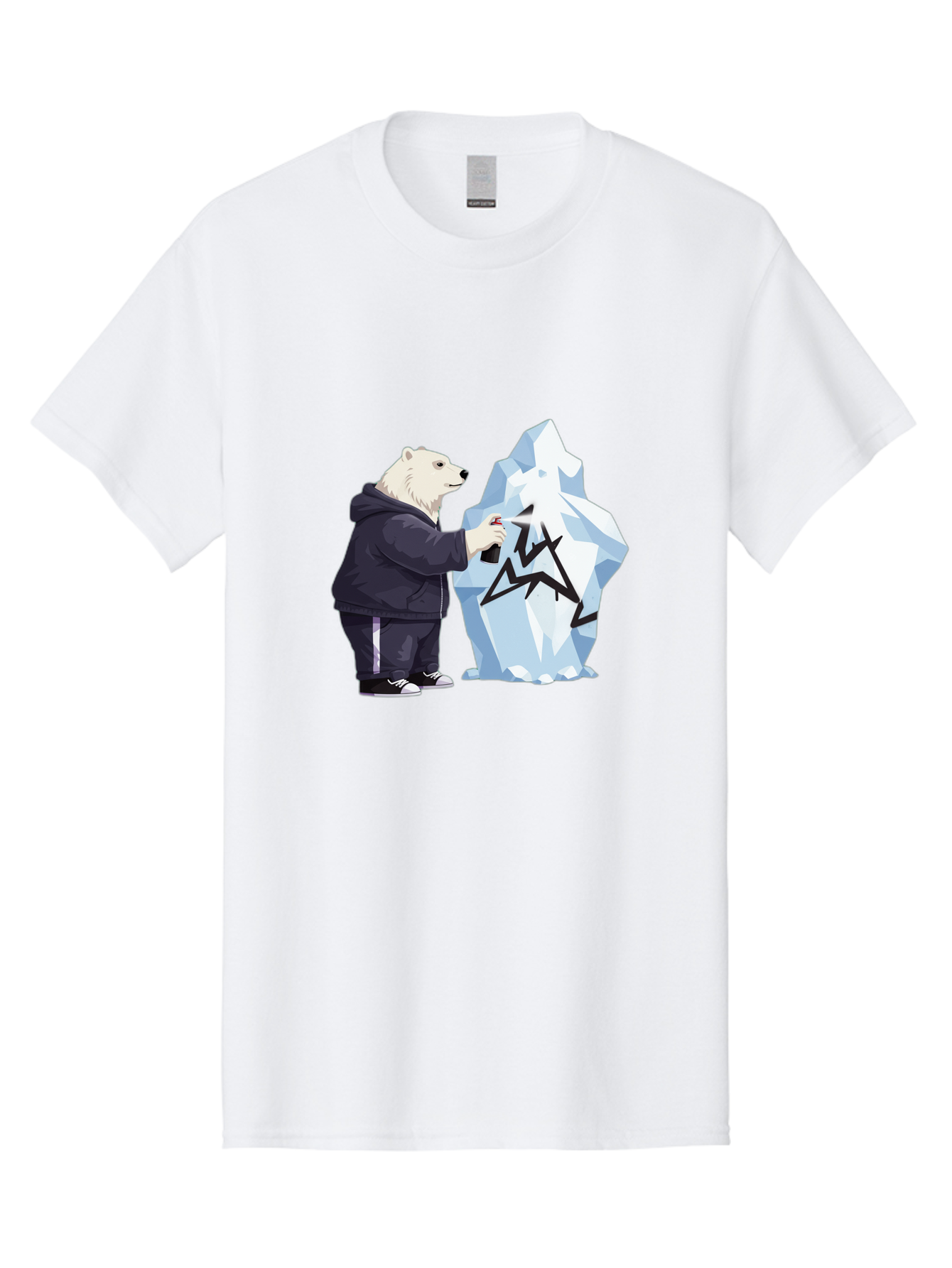 Polar-Bear-Spray-Painting-Iceberg Men'S Graphic Tee, 100% Cotton, Comfortable Casual Summer Wear, Machine Washable, Vintage Camera, Old Camera, Antique Camera, Black Camera, Classic Photography, Photography Equipment, Nostalgic Device, Baf411