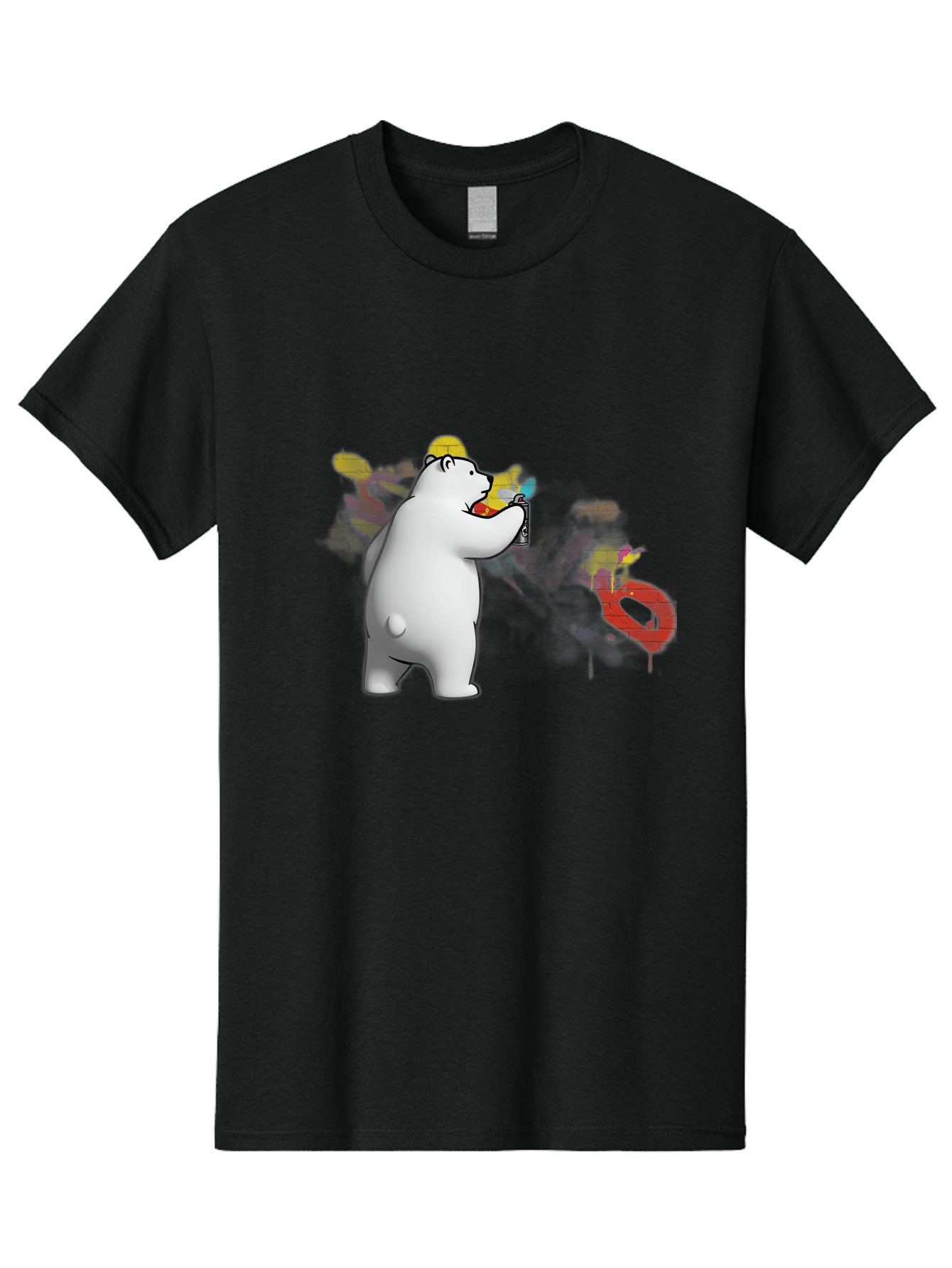 Polar-Bear-Spray-Painting Men'S Graphic Tee, 100% Cotton, Comfortable Casual Summer Wear, Machine Washable, Vintage Camera, Old Camera, Antique Camera, Black Camera, Classic Photography, Photography Equipment, Nostalgic Device, Film Camera, Baf412