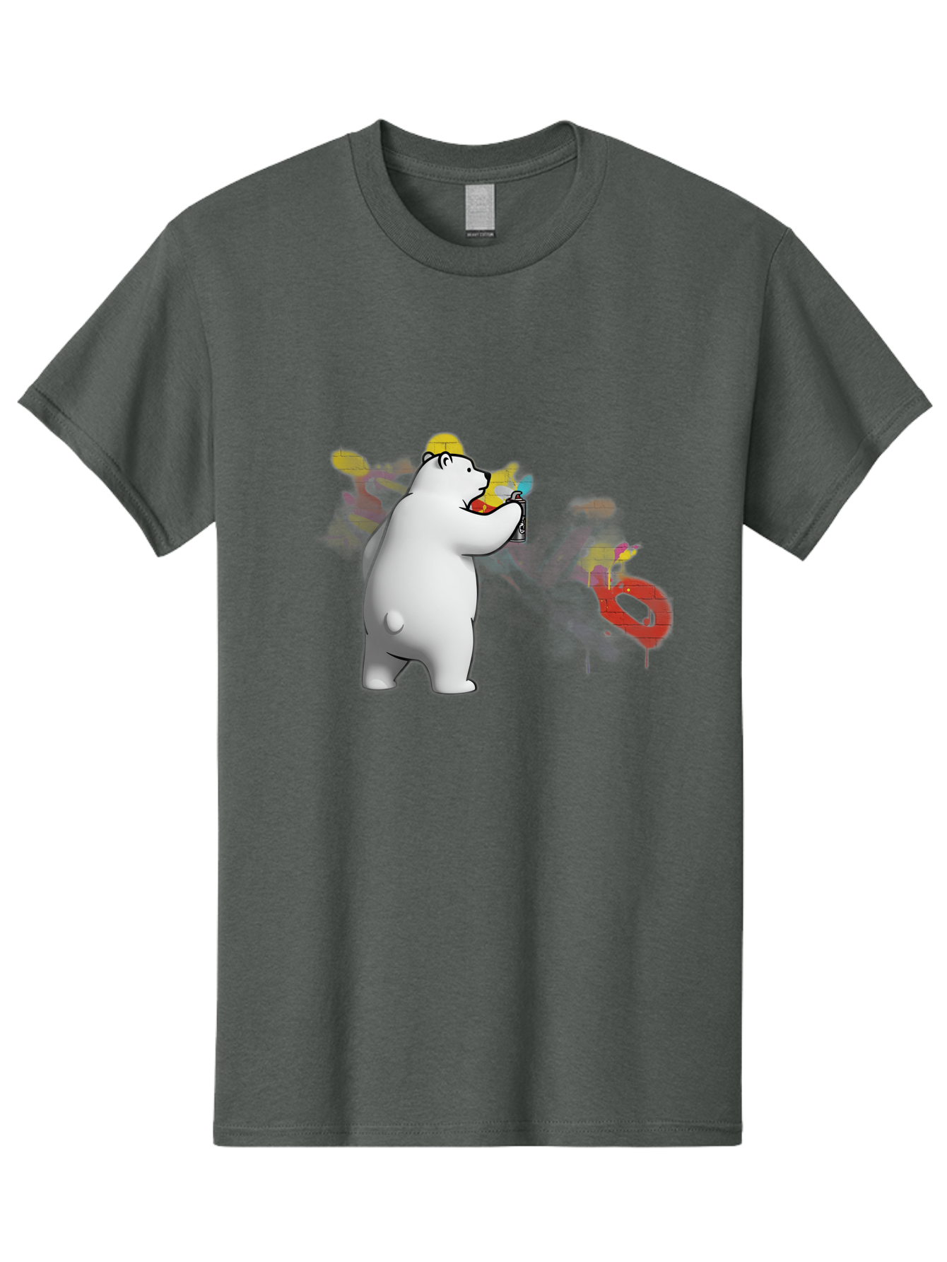 Polar-Bear-Spray-Painting Men'S Graphic Tee, 100% Cotton, Comfortable Casual Summer Wear, Machine Washable, Vintage Camera, Old Camera, Antique Camera, Black Camera, Classic Photography, Photography Equipment, Nostalgic Device, Film Camera, Baf412