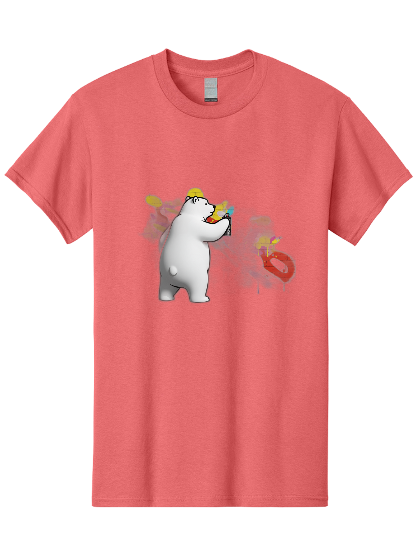 Polar-Bear-Spray-Painting Men'S Graphic Tee, 100% Cotton, Comfortable Casual Summer Wear, Machine Washable, Vintage Camera, Old Camera, Antique Camera, Black Camera, Classic Photography, Photography Equipment, Nostalgic Device, Film Camera, Baf412