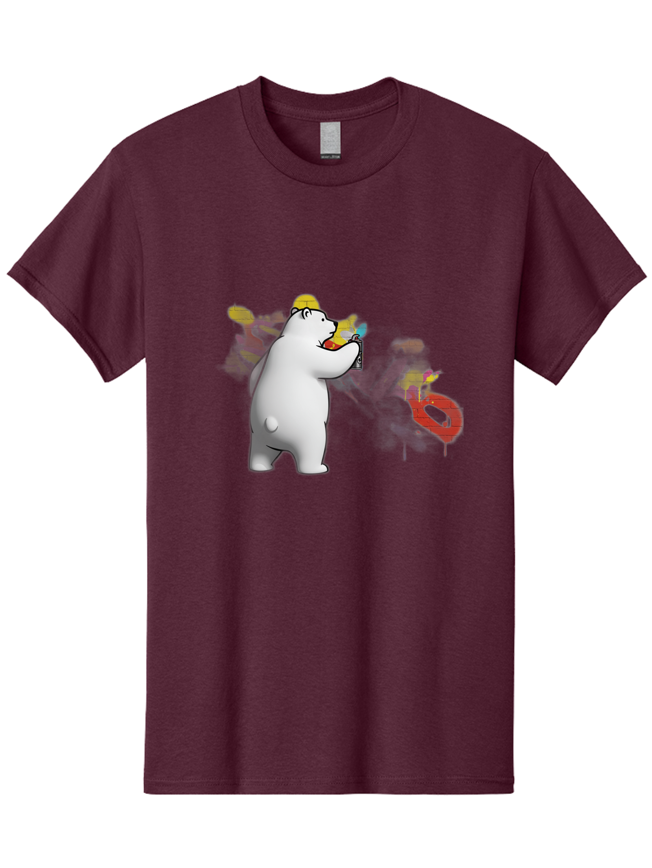 Polar-Bear-Spray-Painting Men'S Graphic Tee, 100% Cotton, Comfortable Casual Summer Wear, Machine Washable, Vintage Camera, Old Camera, Antique Camera, Black Camera, Classic Photography, Photography Equipment, Nostalgic Device, Film Camera, Baf412