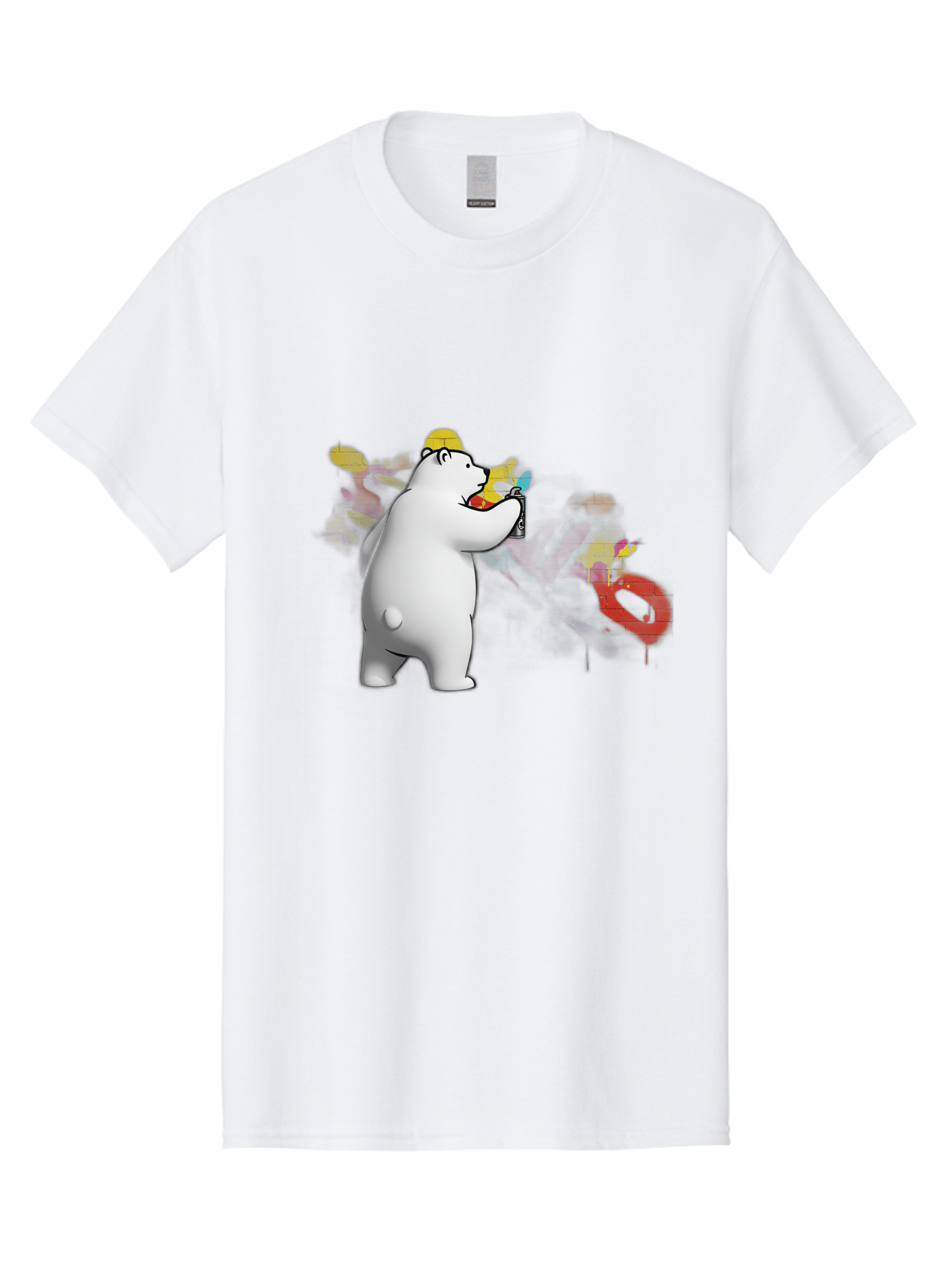 Polar-Bear-Spray-Painting Men'S Graphic Tee, 100% Cotton, Comfortable Casual Summer Wear, Machine Washable, Vintage Camera, Old Camera, Antique Camera, Black Camera, Classic Photography, Photography Equipment, Nostalgic Device, Film Camera, Baf412