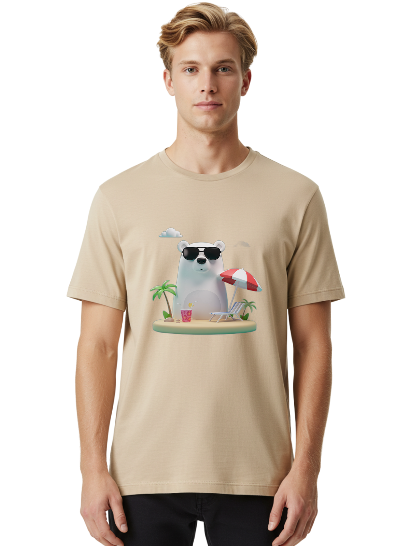 Polar-Bear-Sunglasses-2 Men'S Graphic Tee, 100% Cotton, Comfortable Casual Summer Wear, Machine Washable, Vintage Camera, Old Camera, Antique Camera, Black Camera, Classic Photography, Photography Equipment, Nostalgic Device, Film Camera, Baf414