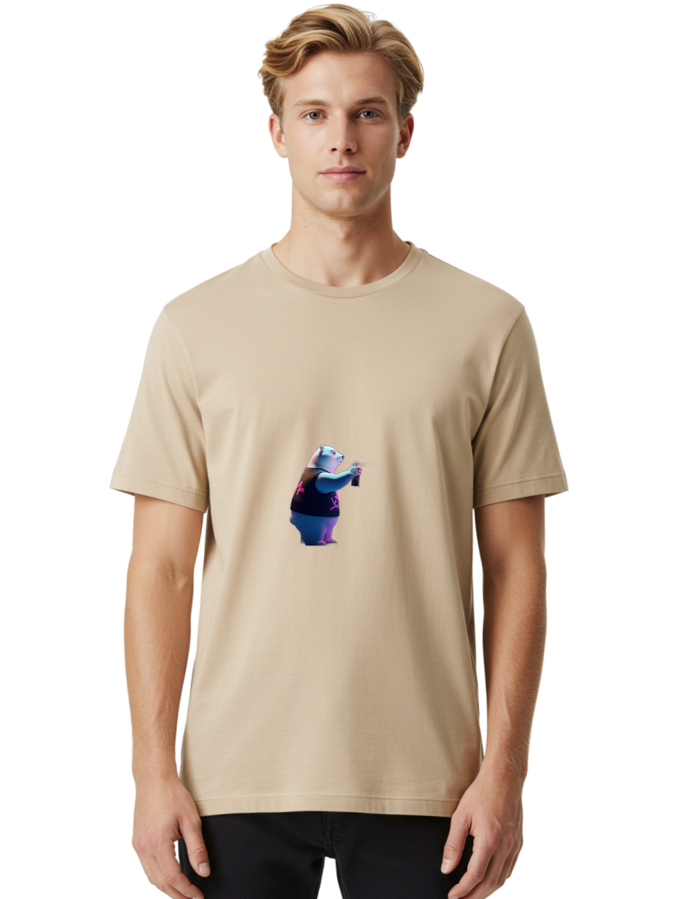 Polar-Bear-Taking-Selfie Men'S Graphic Tee, 100% Cotton, Comfortable Casual Summer Wear, Machine Washable, Vintage Camera, Old Camera, Antique Camera, Black Camera, Classic Photography, Photography Equipment, Nostalgic Device, Film Camera, Baf423