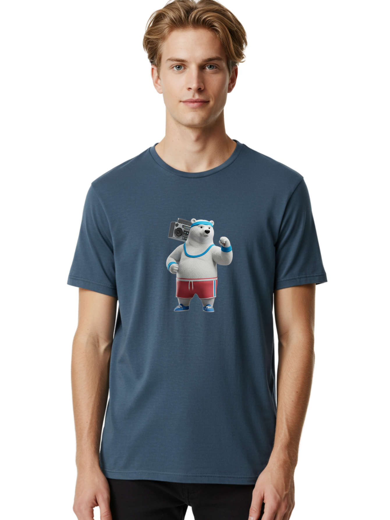 Polar-Bear-With-Boombox Men'S Graphic Tee, 100% Cotton, Comfortable Casual Summer Wear, Machine Washable, Vintage Camera, Old Camera, Antique Camera, Black Camera, Classic Photography, Photography Equipment, Nostalgic Device, Film Camera, Baf425
