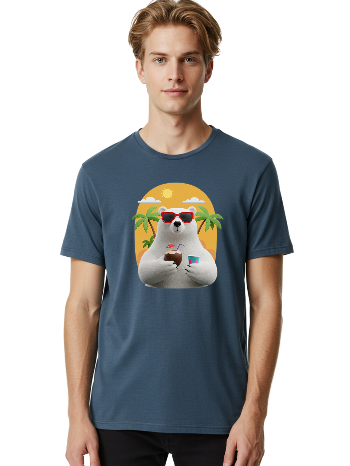 Polar-Bear-With-Coconut Men'S Graphic Tee, 100% Cotton, Comfortable Casual Summer Wear, Machine Washable, Vintage Camera, Old Camera, Antique Camera, Black Camera, Classic Photography, Photography Equipment, Nostalgic Device, Film Camera, Baf426