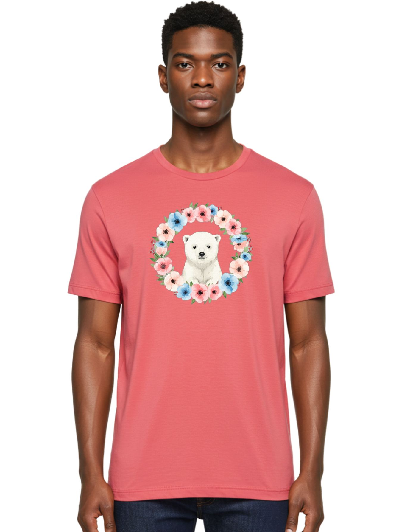 Polar-Bear-With-Flowers Men'S Graphic Tee, 100% Cotton, Comfortable Casual Summer Wear, Machine Washable, Vintage Camera, Old Camera, Antique Camera, Black Camera, Classic Photography, Photography Equipment, Nostalgic Device, Film Camera, Baf428