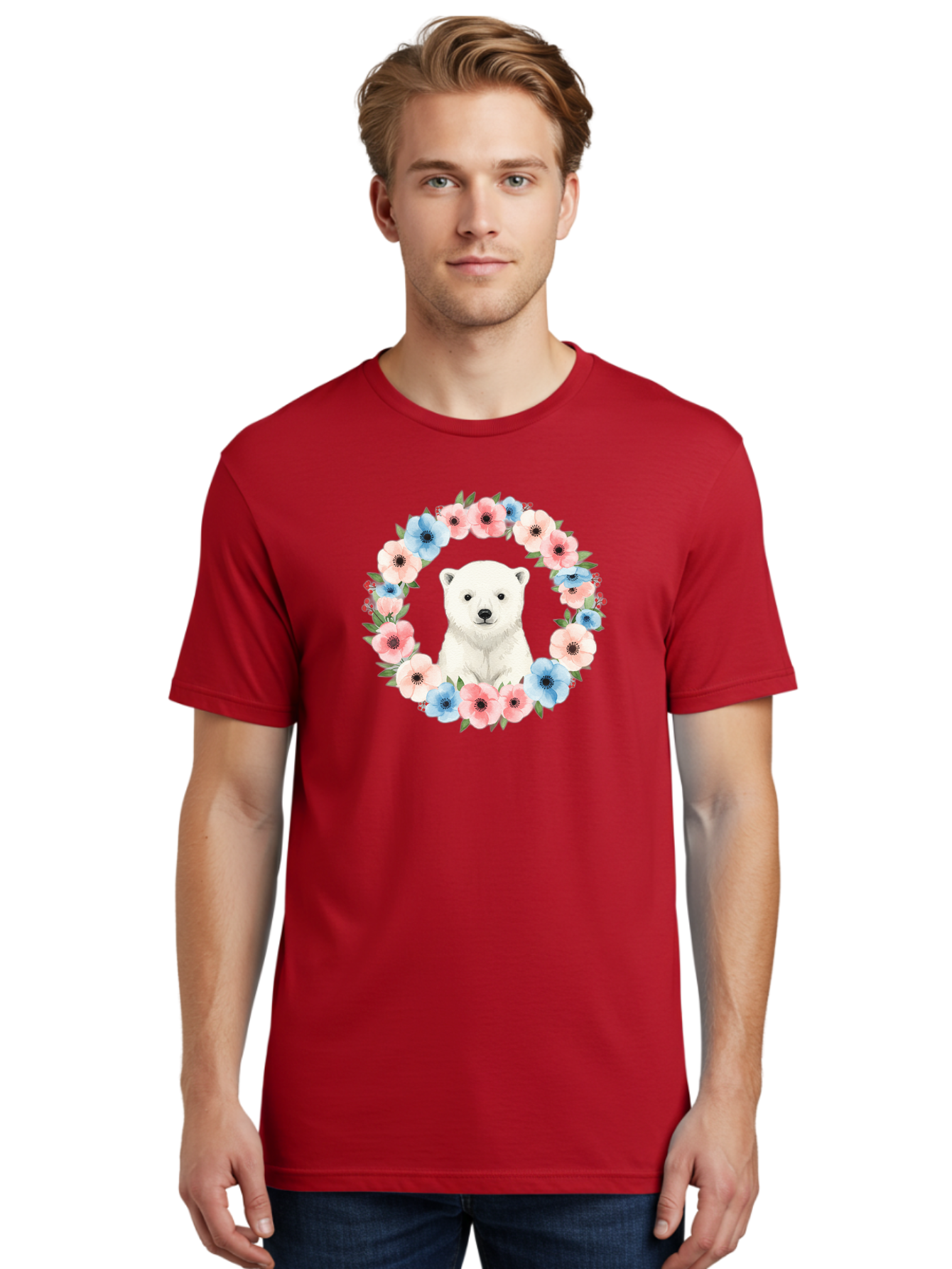 Polar-Bear-With-Flowers Men'S Graphic Tee, 100% Cotton, Comfortable Casual Summer Wear, Machine Washable, Vintage Camera, Old Camera, Antique Camera, Black Camera, Classic Photography, Photography Equipment, Nostalgic Device, Film Camera, Baf428