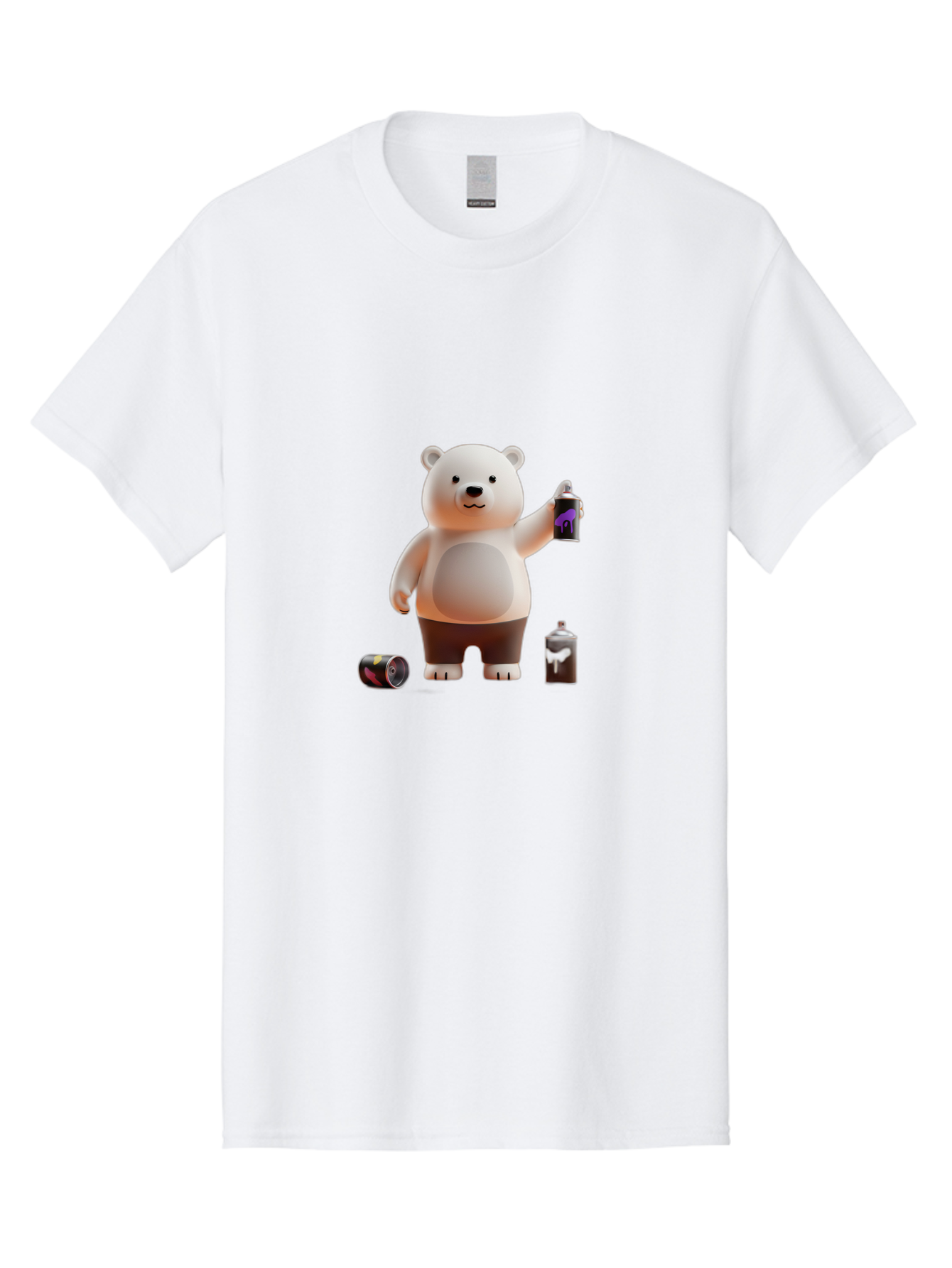 Polar-Bear-With-Spray-Paint Men'S Graphic Tee, 100% Cotton, Comfortable Casual Summer Wear, Machine Washable, Vintage Camera, Old Camera, Antique Camera, Black Camera, Classic Photography, Photography Equipment, Nostalgic Device, Film Camera, Baf429