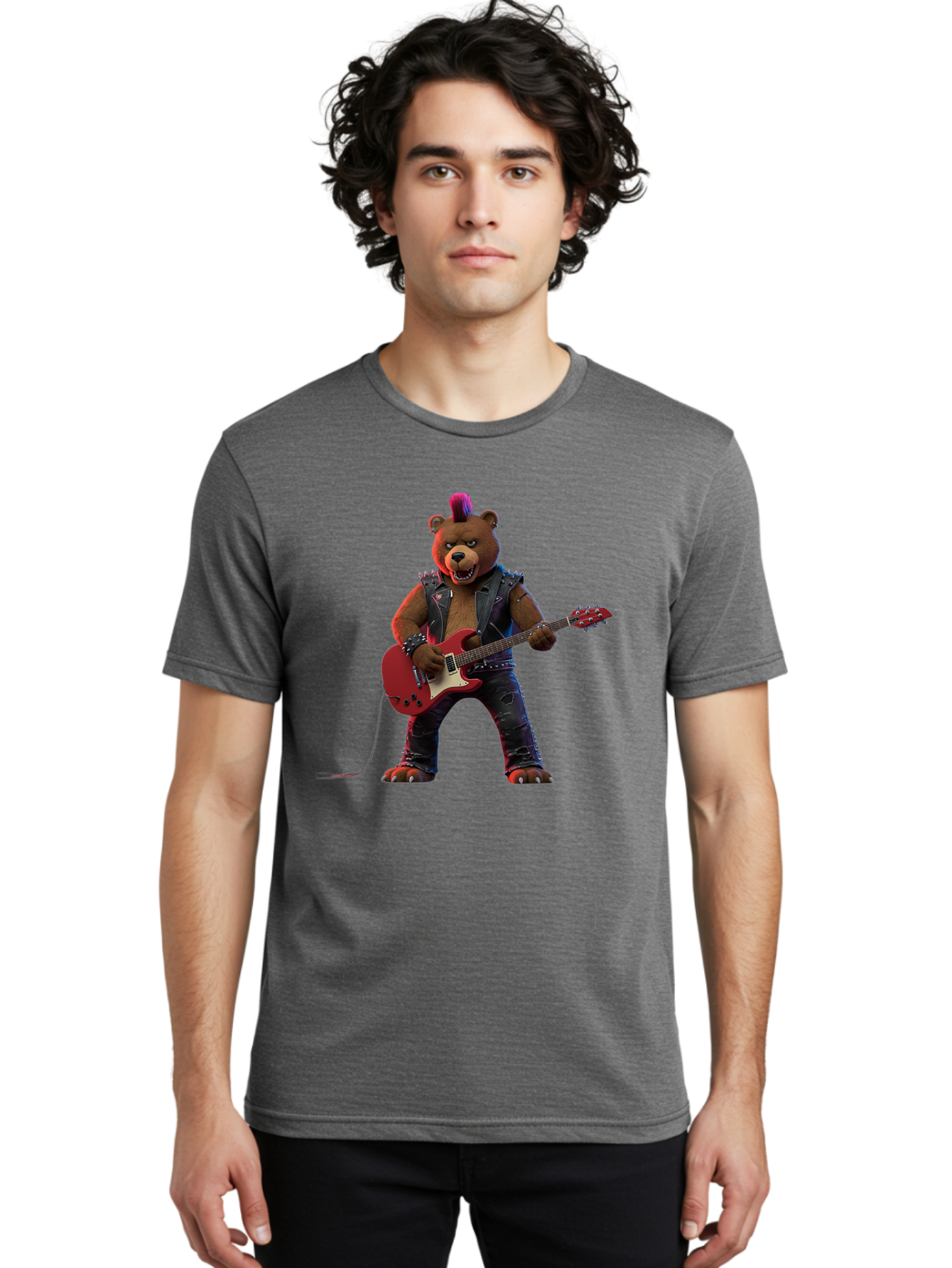 Punk-Bear-With-Guitar Men'S Graphic Tee, 100% Cotton, Comfortable Casual Summer Wear, Machine Washable, Vintage Camera, Old Camera, Antique Camera, Black Camera, Classic Photography, Photography Equipment, Nostalgic Device, Film Camera, Baf440