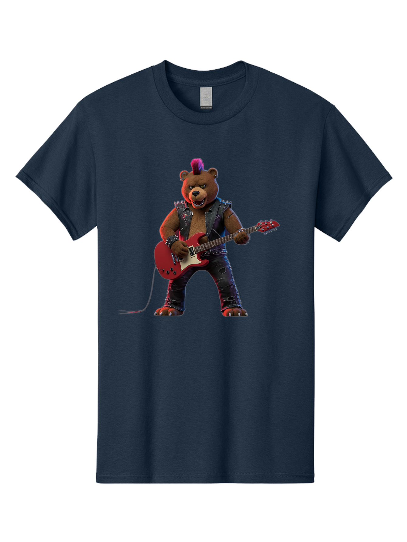 Punk-Bear-With-Guitar Men'S Graphic Tee, 100% Cotton, Comfortable Casual Summer Wear, Machine Washable, Vintage Camera, Old Camera, Antique Camera, Black Camera, Classic Photography, Photography Equipment, Nostalgic Device, Film Camera, Baf440