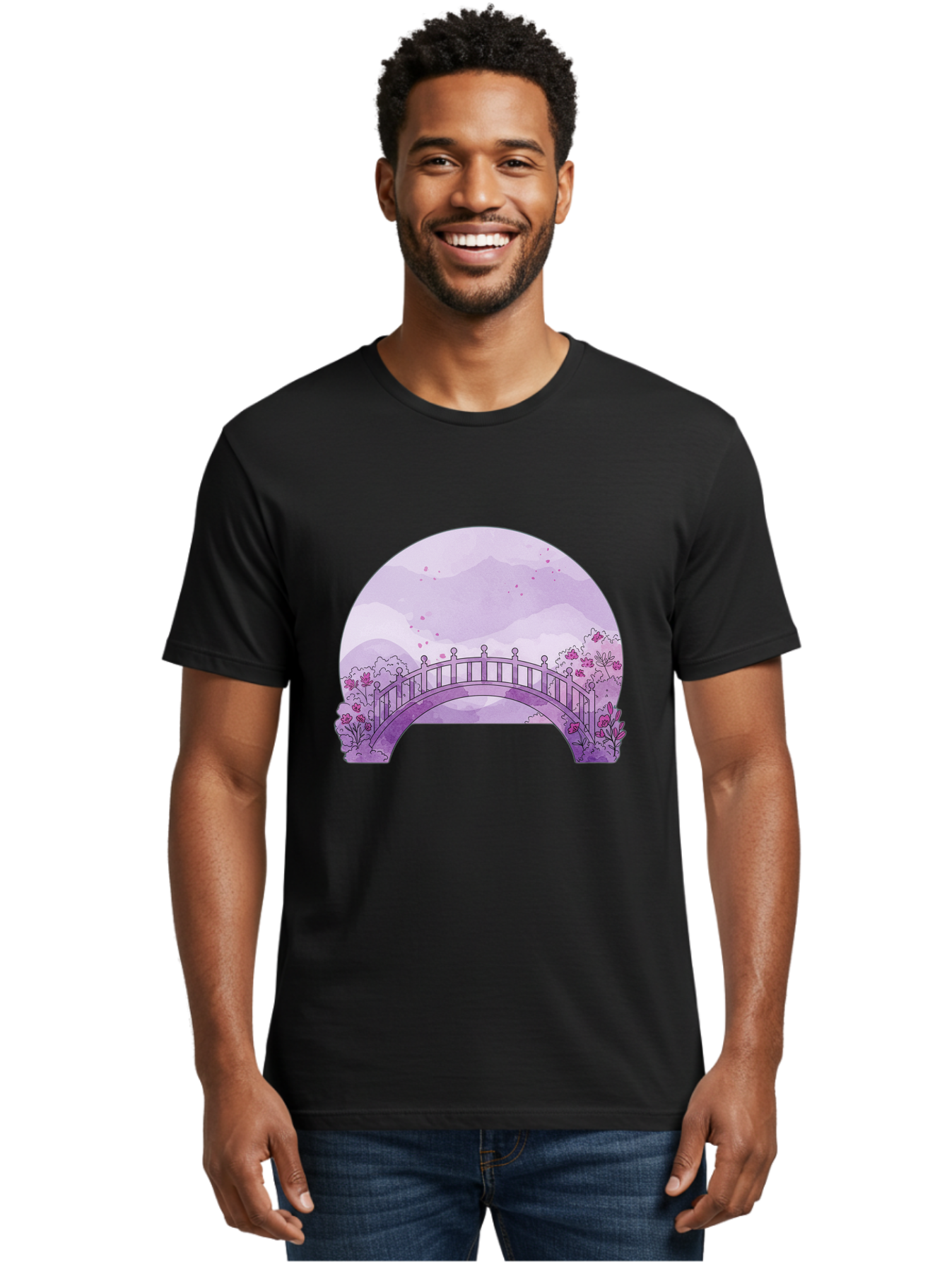 Purple-Bridge-1 Men'S Graphic Tee, 100% Cotton, Comfortable Casual Summer Wear, Machine Washable, Vintage Camera, Old Camera, Antique Camera, Black Camera, Classic Photography, Photography Equipment, Nostalgic Device, Film Camera, Camera Art Baf445