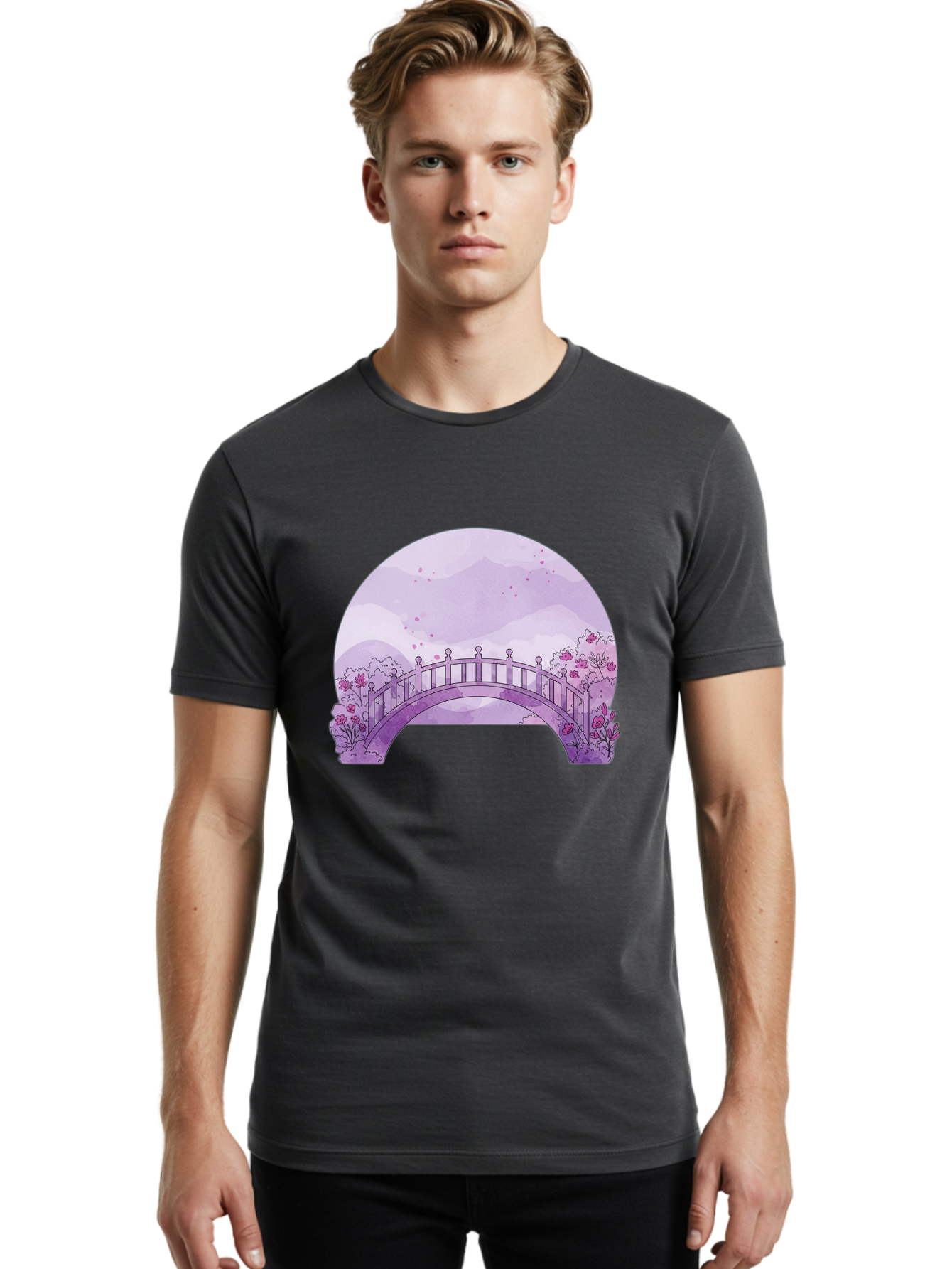 Purple-Bridge-1 Men'S Graphic Tee, 100% Cotton, Comfortable Casual Summer Wear, Machine Washable, Vintage Camera, Old Camera, Antique Camera, Black Camera, Classic Photography, Photography Equipment, Nostalgic Device, Film Camera, Camera Art Baf445
