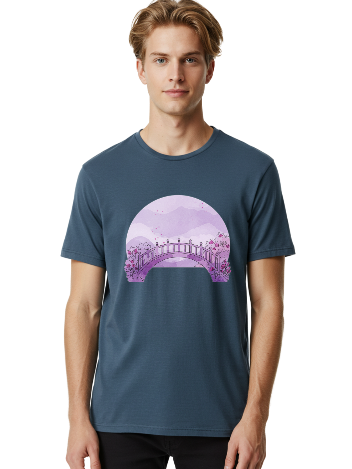 Purple-Bridge-1 Men'S Graphic Tee, 100% Cotton, Comfortable Casual Summer Wear, Machine Washable, Vintage Camera, Old Camera, Antique Camera, Black Camera, Classic Photography, Photography Equipment, Nostalgic Device, Film Camera, Camera Art Baf445