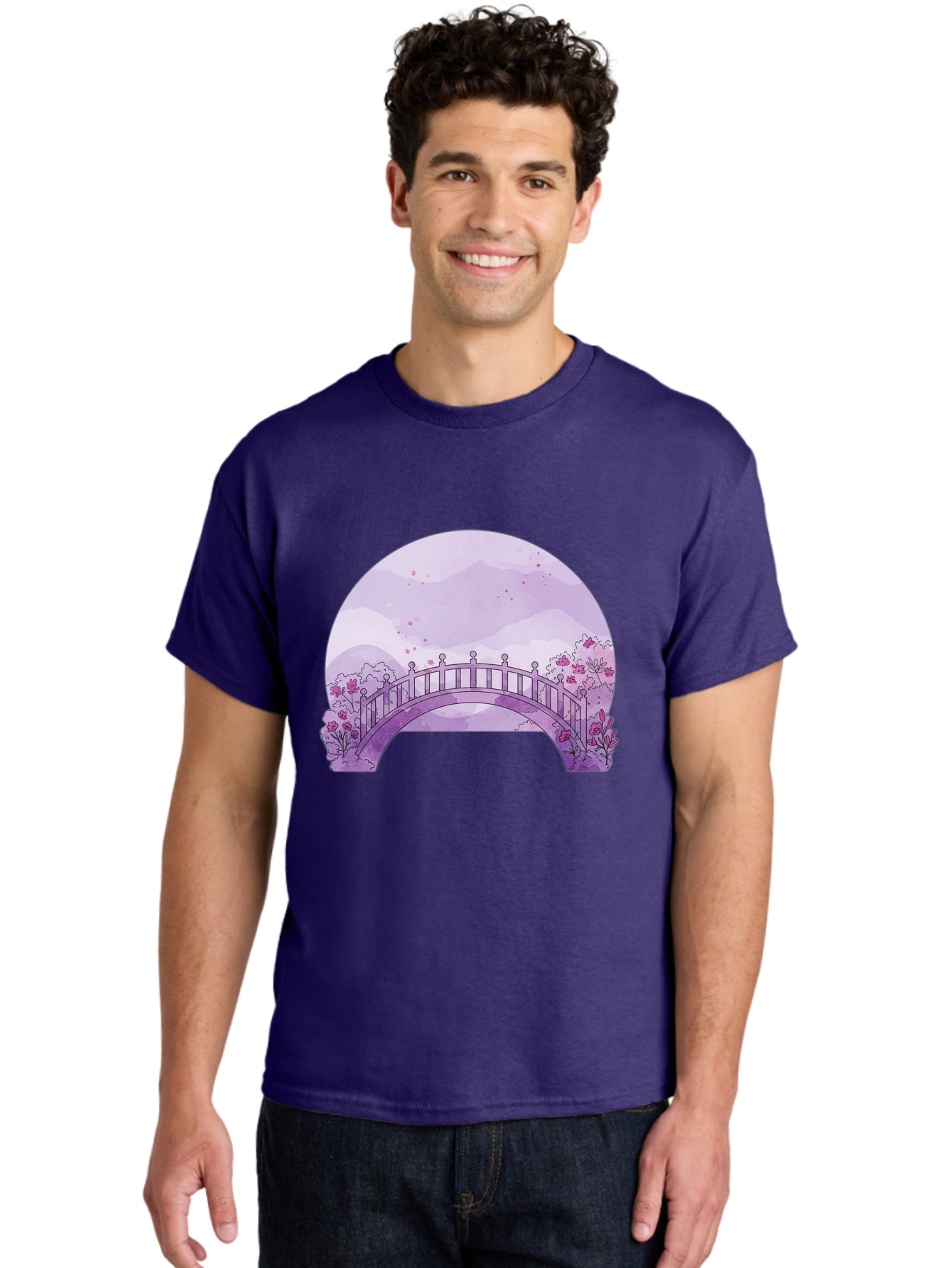 Purple-Bridge-1 Men'S Graphic Tee, 100% Cotton, Comfortable Casual Summer Wear, Machine Washable, Vintage Camera, Old Camera, Antique Camera, Black Camera, Classic Photography, Photography Equipment, Nostalgic Device, Film Camera, Camera Art Baf445