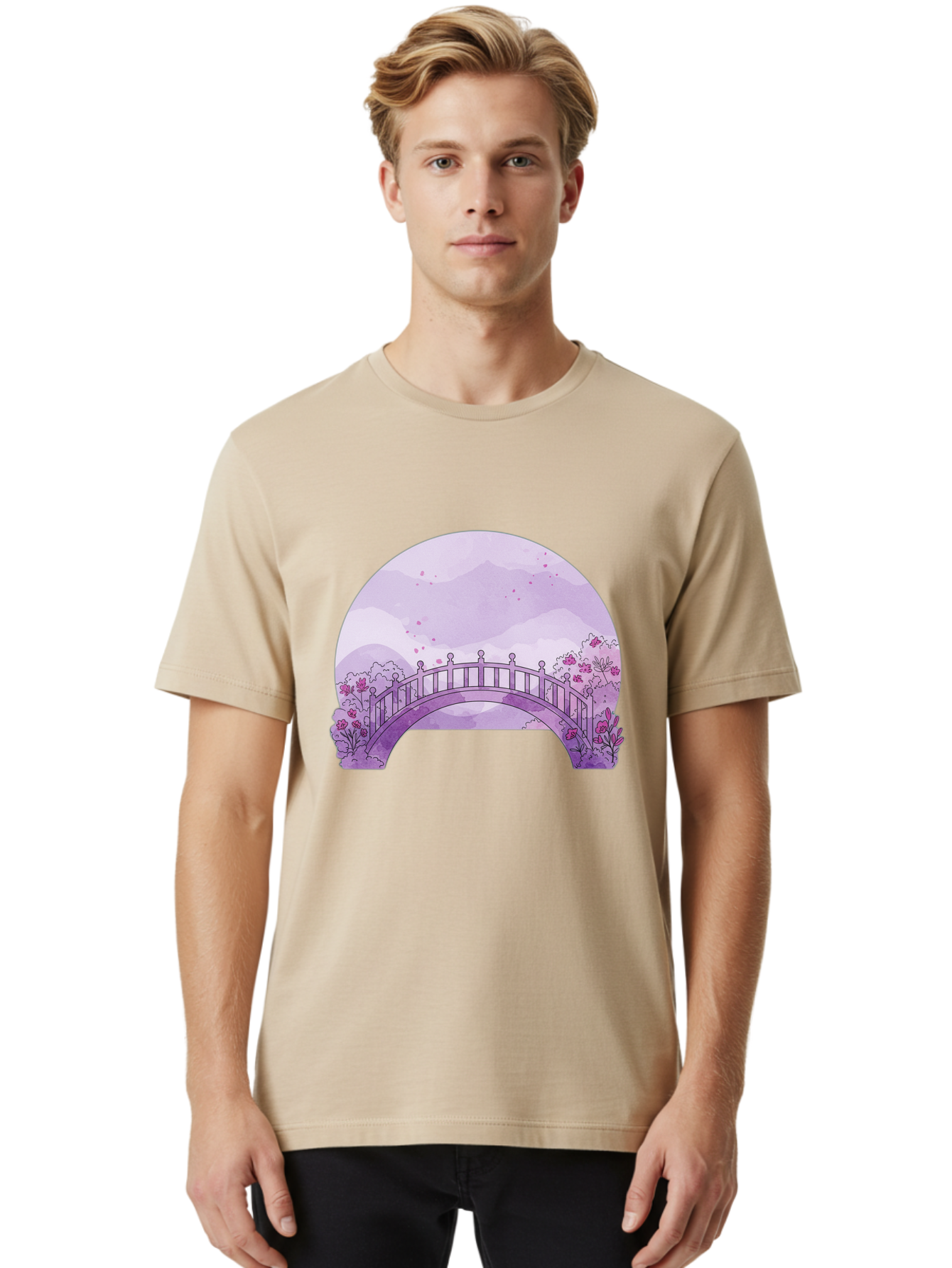Purple-Bridge-1 Men'S Graphic Tee, 100% Cotton, Comfortable Casual Summer Wear, Machine Washable, Vintage Camera, Old Camera, Antique Camera, Black Camera, Classic Photography, Photography Equipment, Nostalgic Device, Film Camera, Camera Art Baf445