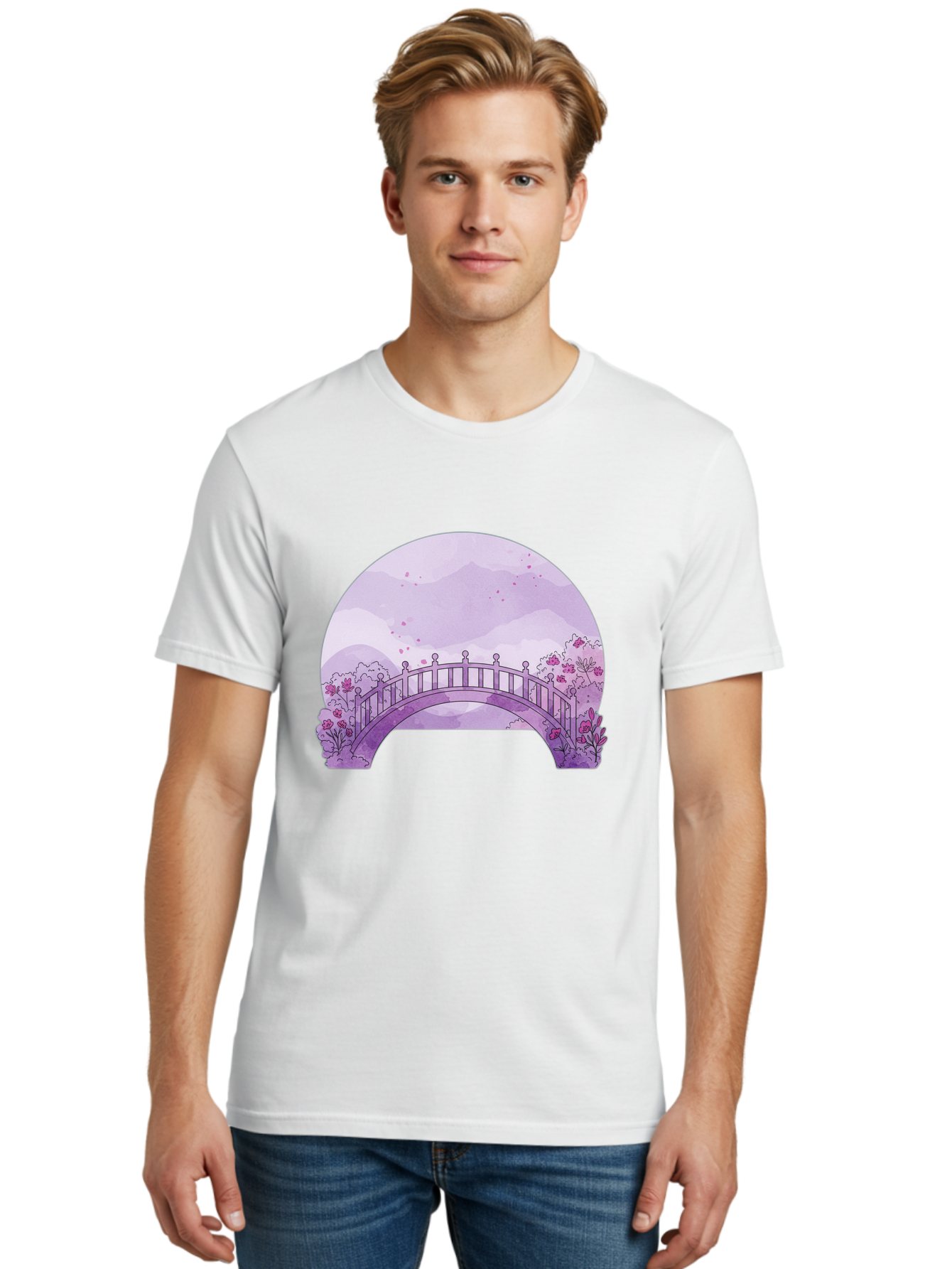 Purple-Bridge-1 Men'S Graphic Tee, 100% Cotton, Comfortable Casual Summer Wear, Machine Washable, Vintage Camera, Old Camera, Antique Camera, Black Camera, Classic Photography, Photography Equipment, Nostalgic Device, Film Camera, Camera Art Baf445