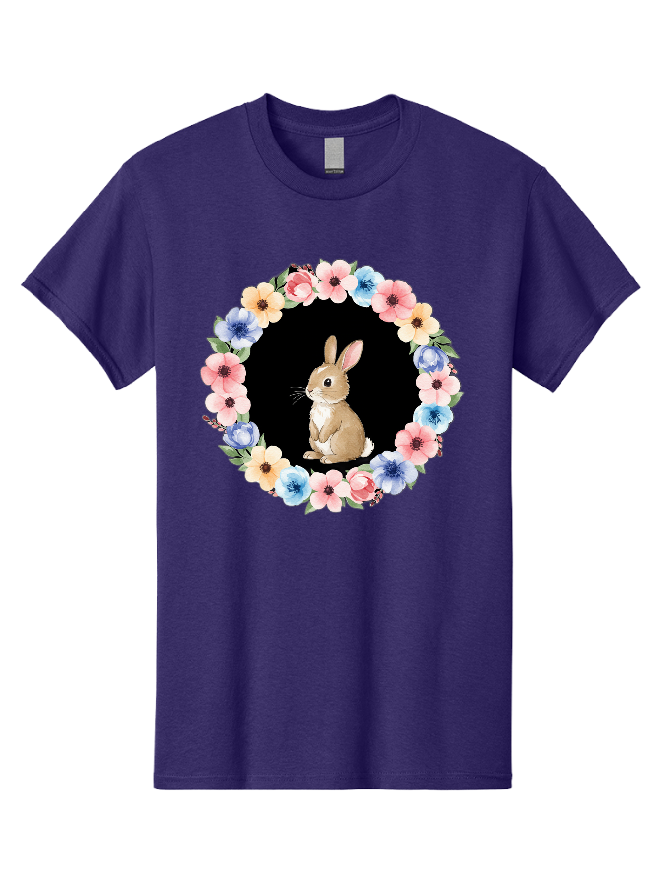 Rabbit-In-Floral-Circle Men'S Graphic Tee, 100% Cotton, Comfortable Casual Summer Wear, Machine Washable, Vintage Camera, Old Camera, Antique Camera, Black Camera, Classic Photography, Photography Equipment, Nostalgic Device, Film Camera, Baf448