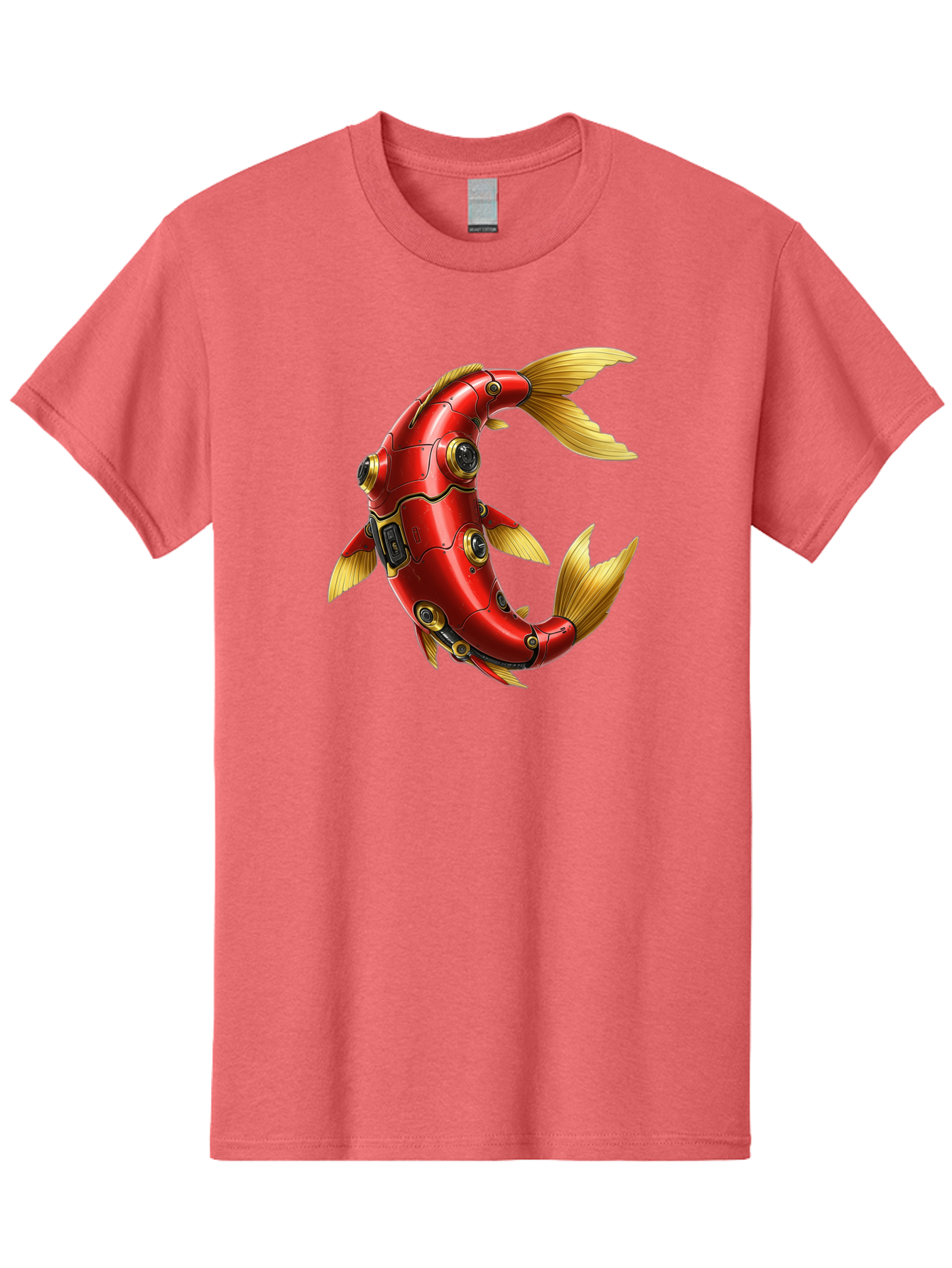 Red-Mechanical-Fish-1 Men'S Graphic Tee, 100% Cotton, Comfortable Casual Summer Wear, Machine Washable, Vintage Camera, Old Camera, Antique Camera, Black Camera, Classic Photography, Photography Equipment, Nostalgic Device, Film Camera, Baf457