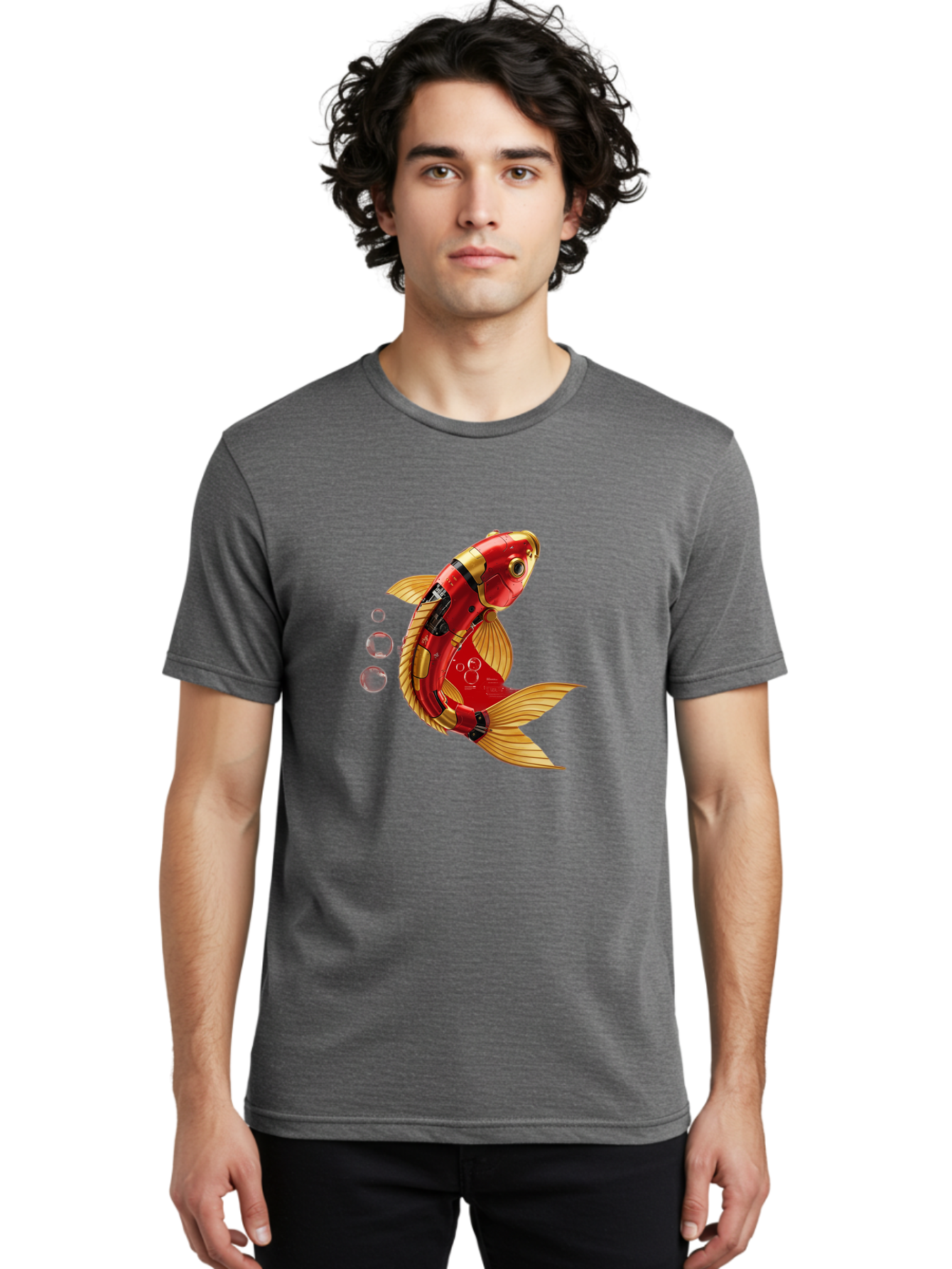 Red-Mechanical-Goldfish Men'S Graphic Tee, 100% Cotton, Comfortable Casual Summer Wear, Machine Washable, Vintage Camera, Old Camera, Antique Camera, Black Camera, Classic Photography, Photography Equipment, Nostalgic Device, Film Camera, Baf459