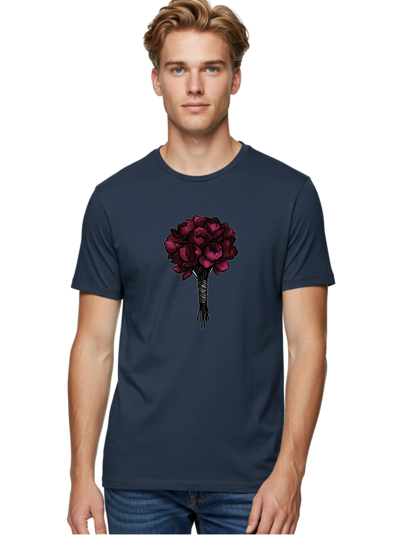 Red-Roses-Bouquet Men'S Graphic Tee, 100% Cotton, Comfortable Casual Summer Wear, Machine Washable, Vintage Camera, Old Camera, Antique Camera, Black Camera, Classic Photography, Photography Equipment, Nostalgic Device, Film Camera, Camera Art Baf460