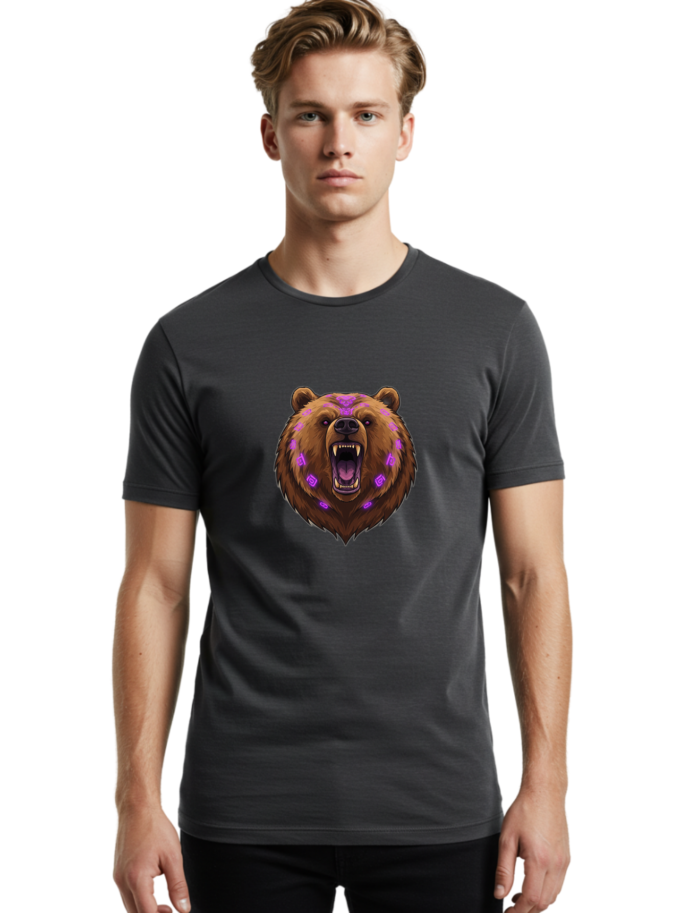 Roaring-Bear-Head Men'S Graphic Tee, 100% Cotton, Comfortable Casual Summer Wear, Machine Washable, Vintage Camera, Old Camera, Antique Camera, Black Camera, Classic Photography, Photography Equipment, Nostalgic Device, Film Camera, Camera Art Baf462