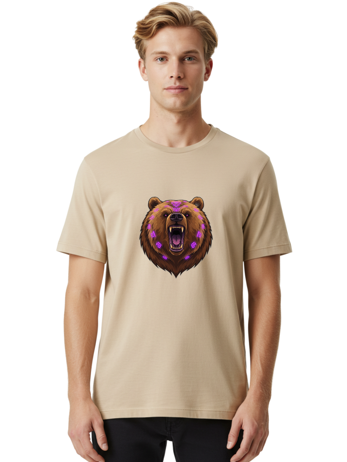 Roaring-Bear-Head Men'S Graphic Tee, 100% Cotton, Comfortable Casual Summer Wear, Machine Washable, Vintage Camera, Old Camera, Antique Camera, Black Camera, Classic Photography, Photography Equipment, Nostalgic Device, Film Camera, Camera Art Baf462
