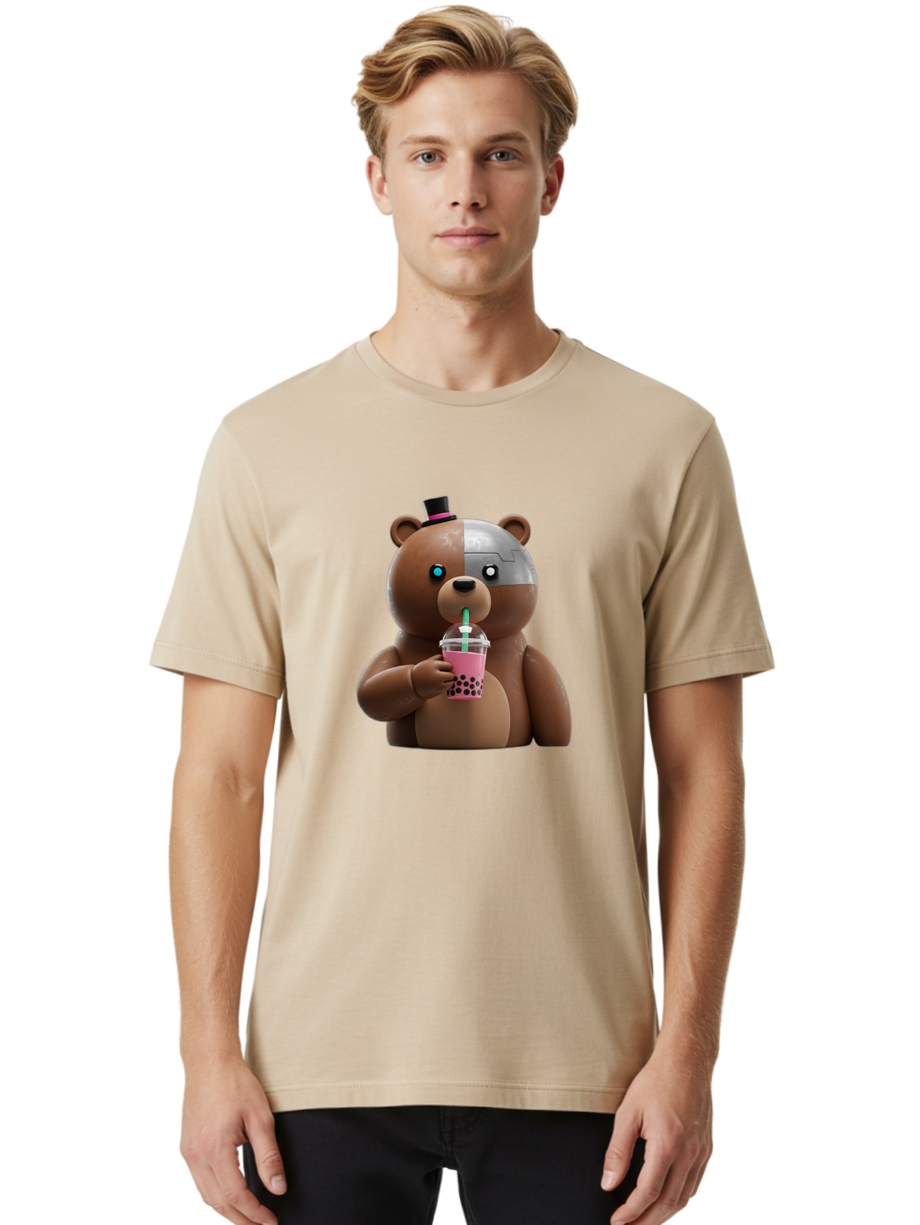 Robot-Teddy-Bear Men'S Graphic Tee, 100% Cotton, Comfortable Casual Summer Wear, Machine Washable, Vintage Camera, Old Camera, Antique Camera, Black Camera, Classic Photography, Photography Equipment, Nostalgic Device, Film Camera, Camera Art Baf481