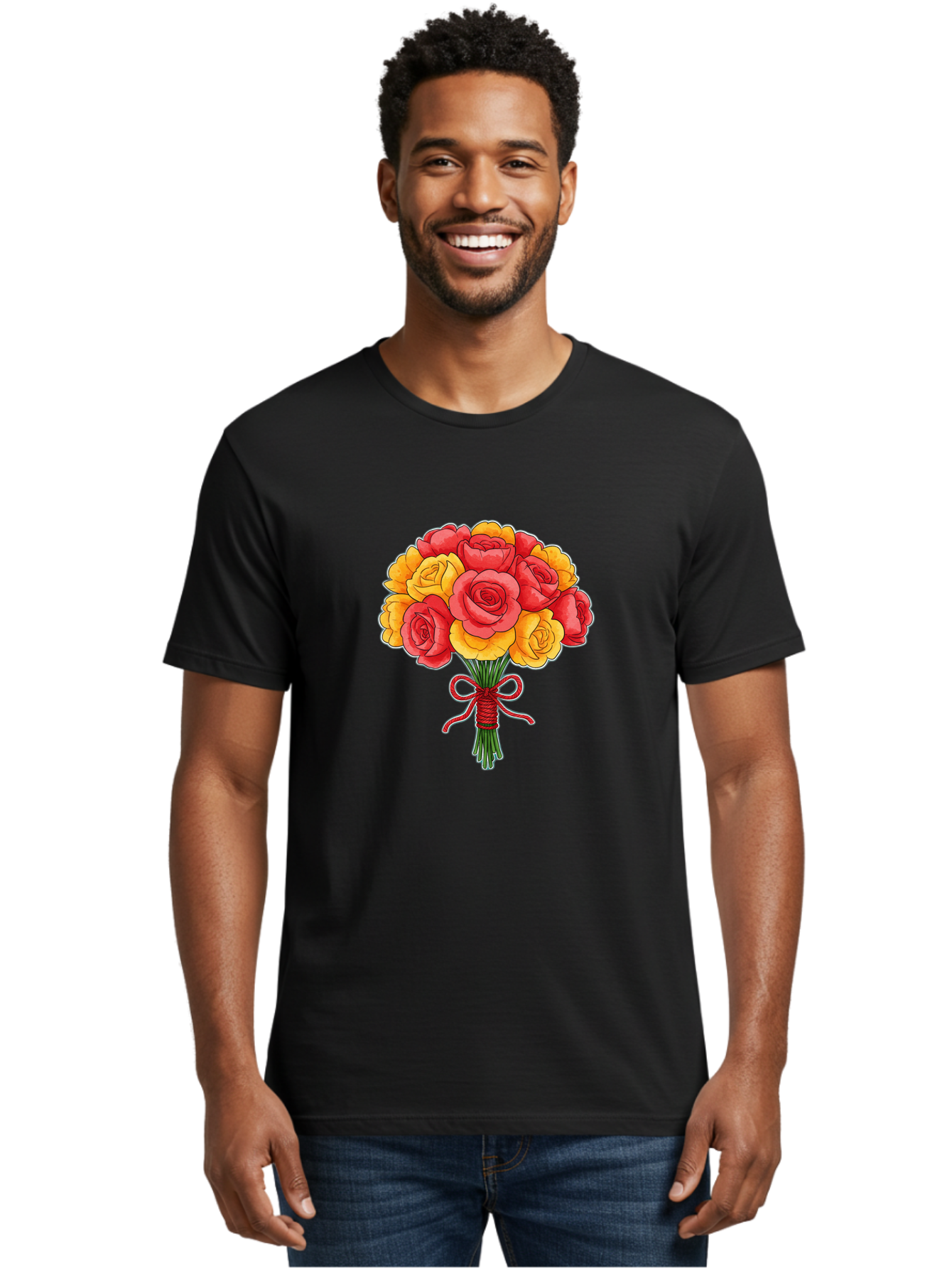 Rose-Bouquet-1 Men'S Graphic Tee, 100% Cotton, Comfortable Casual Summer Wear, Machine Washable, Vintage Camera, Old Camera, Antique Camera, Black Camera, Classic Photography, Photography Equipment, Nostalgic Device, Film Camera, Camera Art Baf487