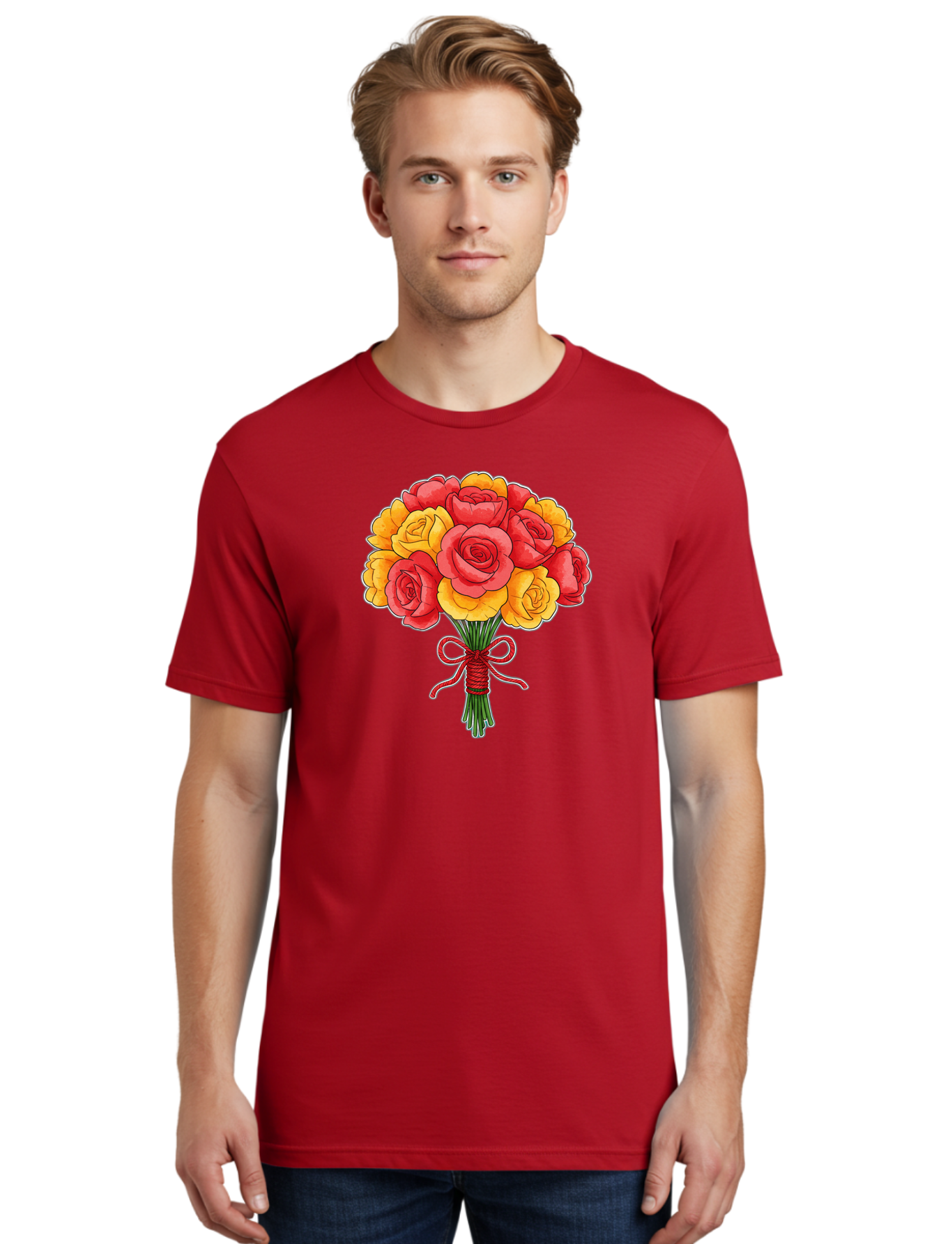 Rose-Bouquet-1 Men'S Graphic Tee, 100% Cotton, Comfortable Casual Summer Wear, Machine Washable, Vintage Camera, Old Camera, Antique Camera, Black Camera, Classic Photography, Photography Equipment, Nostalgic Device, Film Camera, Camera Art Baf487