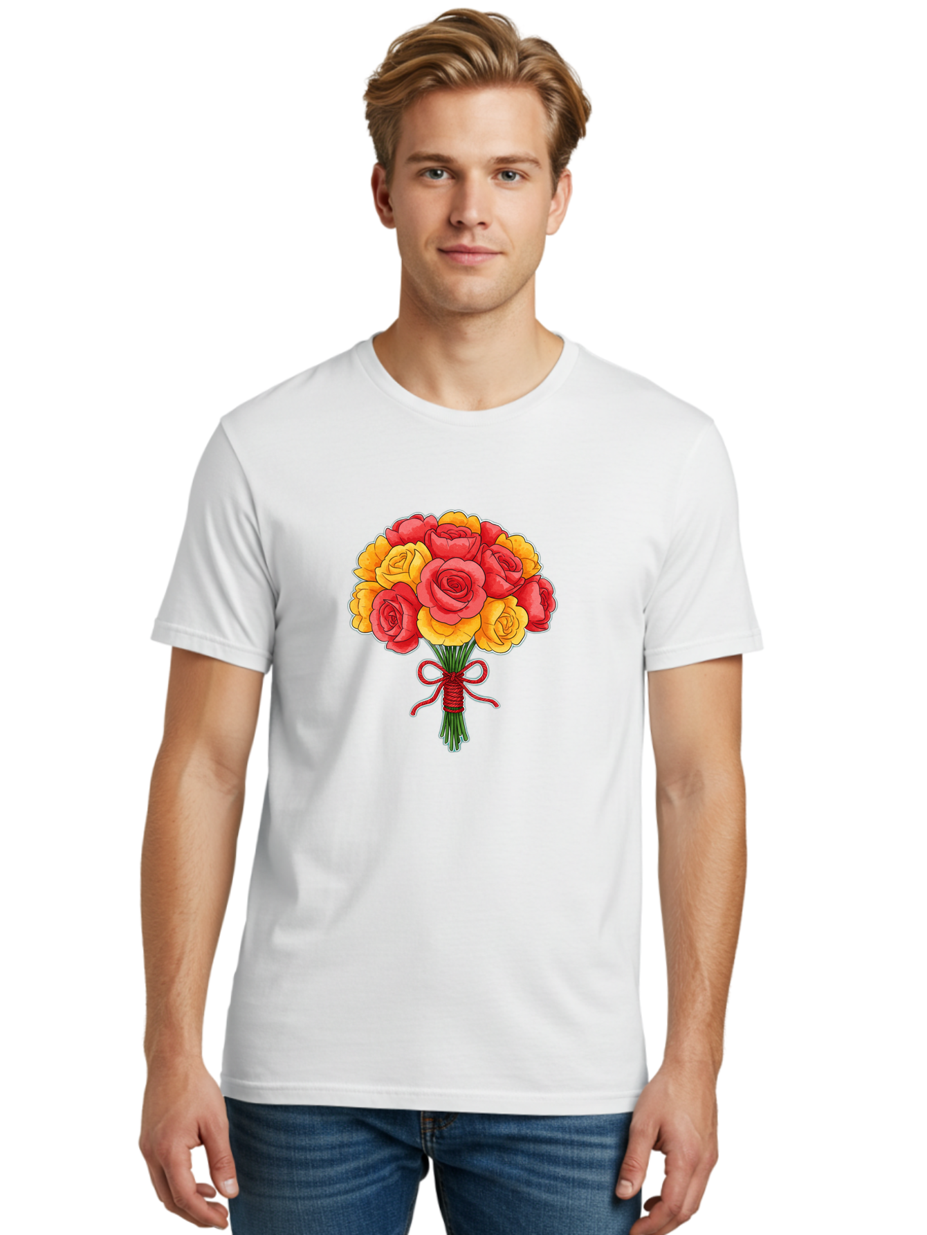 Rose-Bouquet-1 Men'S Graphic Tee, 100% Cotton, Comfortable Casual Summer Wear, Machine Washable, Vintage Camera, Old Camera, Antique Camera, Black Camera, Classic Photography, Photography Equipment, Nostalgic Device, Film Camera, Camera Art Baf487