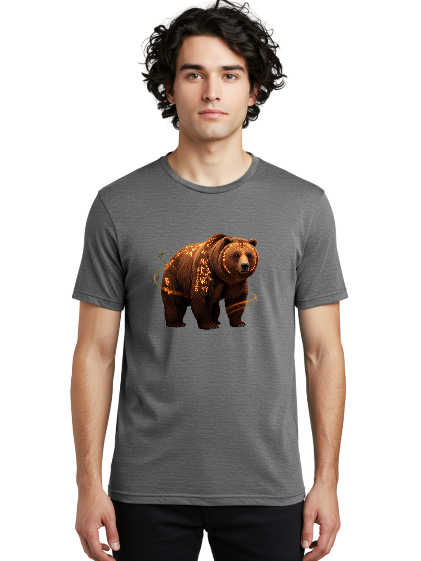 Runic-Bear-1 Men'S Graphic Tee, 100% Cotton, Comfortable Casual Summer Wear, Machine Washable, Vintage Camera, Old Camera, Antique Camera, Black Camera, Classic Photography, Photography Equipment, Nostalgic Device, Film Camera, Camera Art Baf489