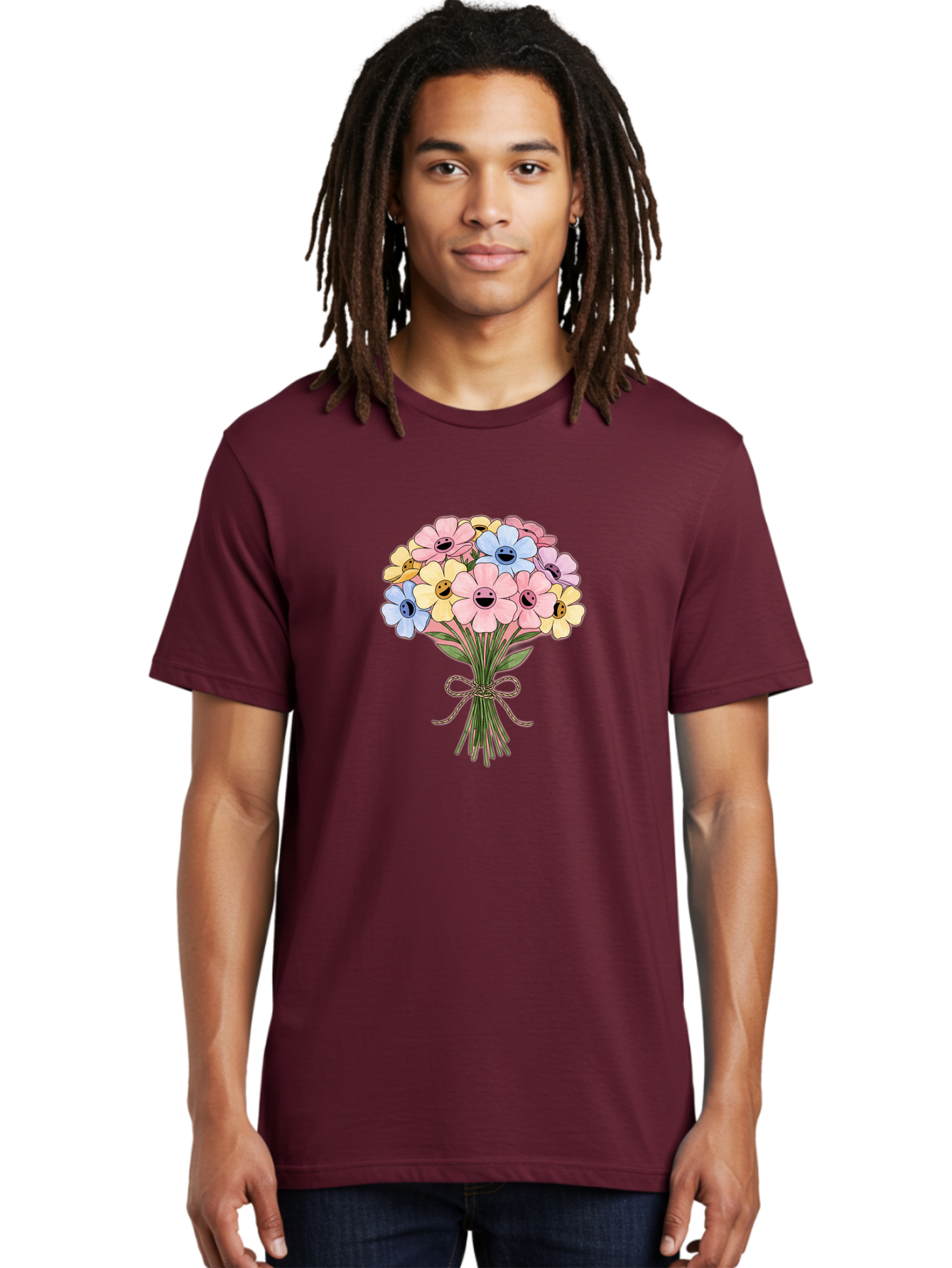 Smiley-Flower-Bouquet Men'S Graphic Tee, 100% Cotton, Comfortable Casual Summer Wear, Machine Washable, Vintage Camera, Old Camera, Antique Camera, Black Camera, Classic Photography, Photography Equipment, Nostalgic Device, Film Camera, Baf517