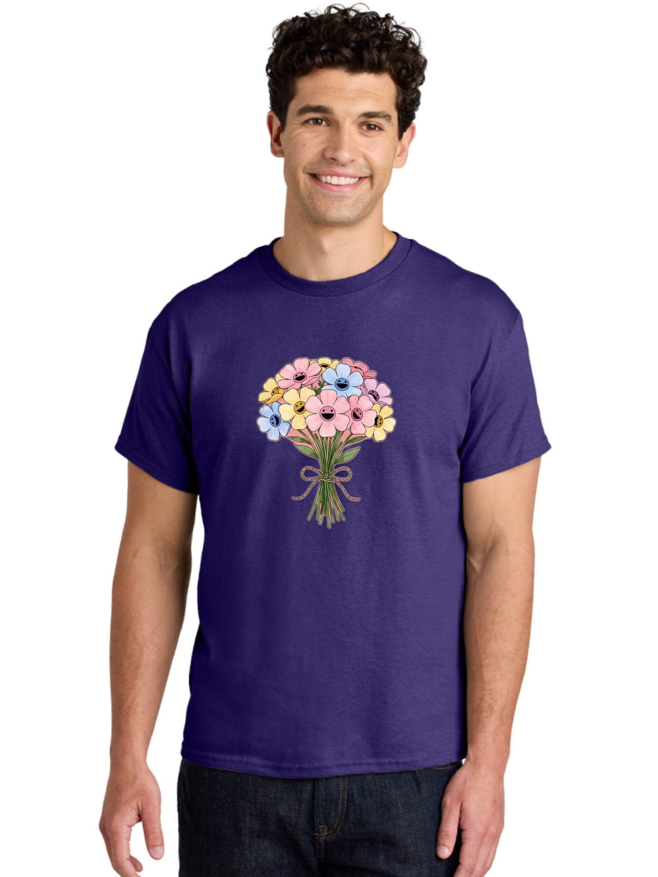 Smiley-Flower-Bouquet Men'S Graphic Tee, 100% Cotton, Comfortable Casual Summer Wear, Machine Washable, Vintage Camera, Old Camera, Antique Camera, Black Camera, Classic Photography, Photography Equipment, Nostalgic Device, Film Camera, Baf517