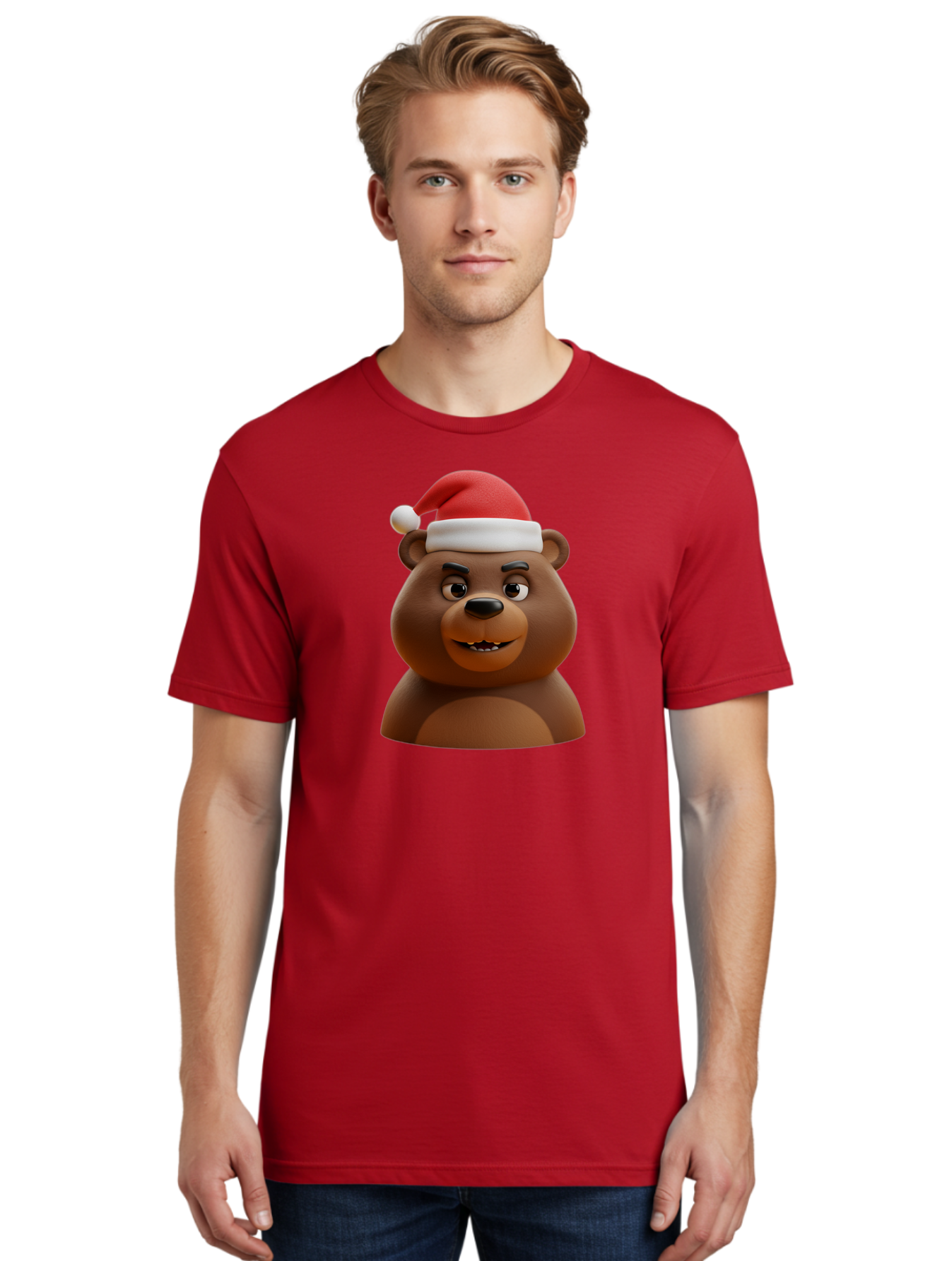 Smiling-Bear-Santa-Hat Men'S Graphic Tee, 100% Cotton, Comfortable Casual Summer Wear, Machine Washable, Vintage Camera, Old Camera, Antique Camera, Black Camera, Classic Photography, Photography Equipment, Nostalgic Device, Film Camera, Baf518