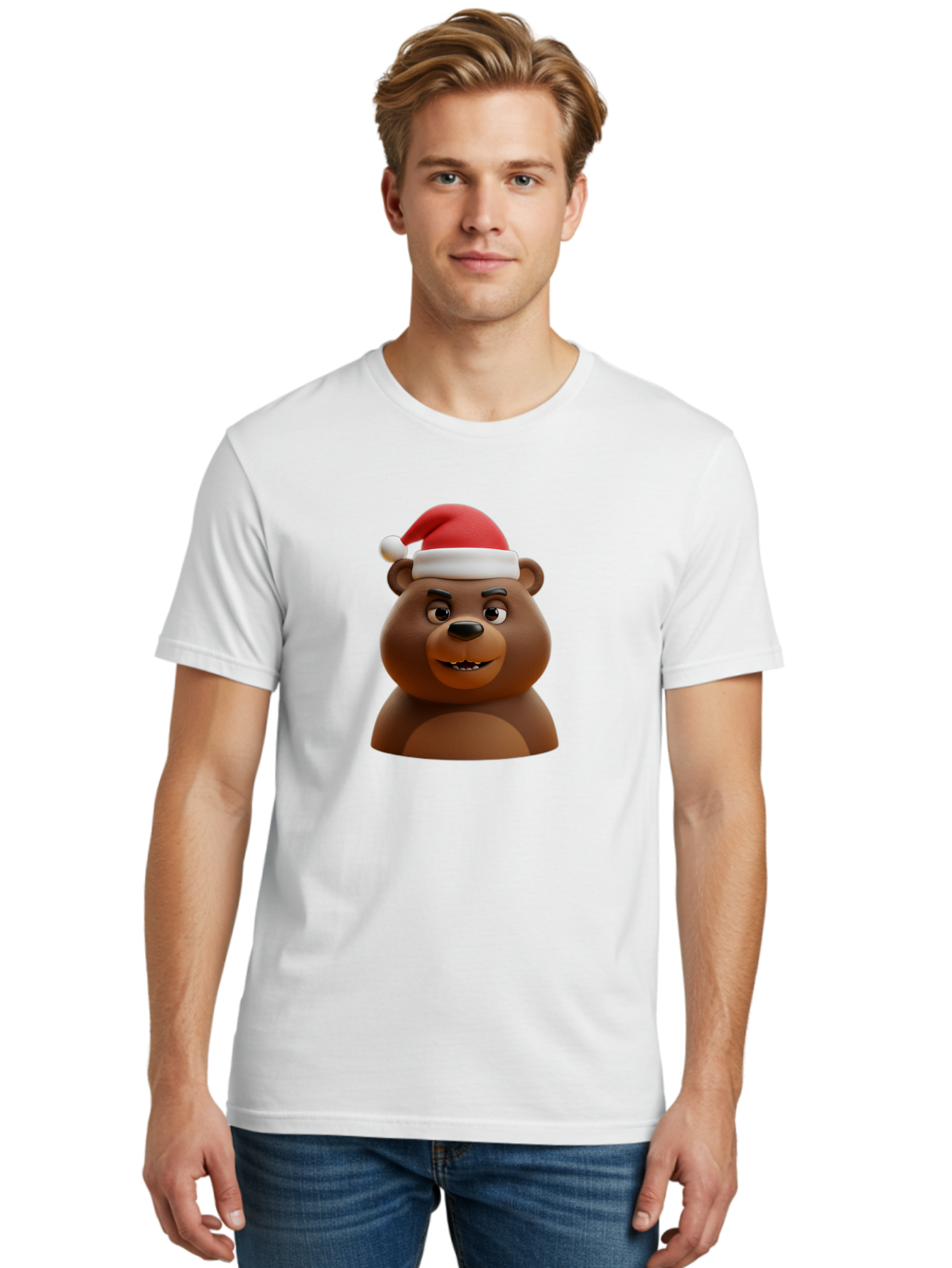 Smiling-Bear-Santa-Hat Men'S Graphic Tee, 100% Cotton, Comfortable Casual Summer Wear, Machine Washable, Vintage Camera, Old Camera, Antique Camera, Black Camera, Classic Photography, Photography Equipment, Nostalgic Device, Film Camera, Baf518