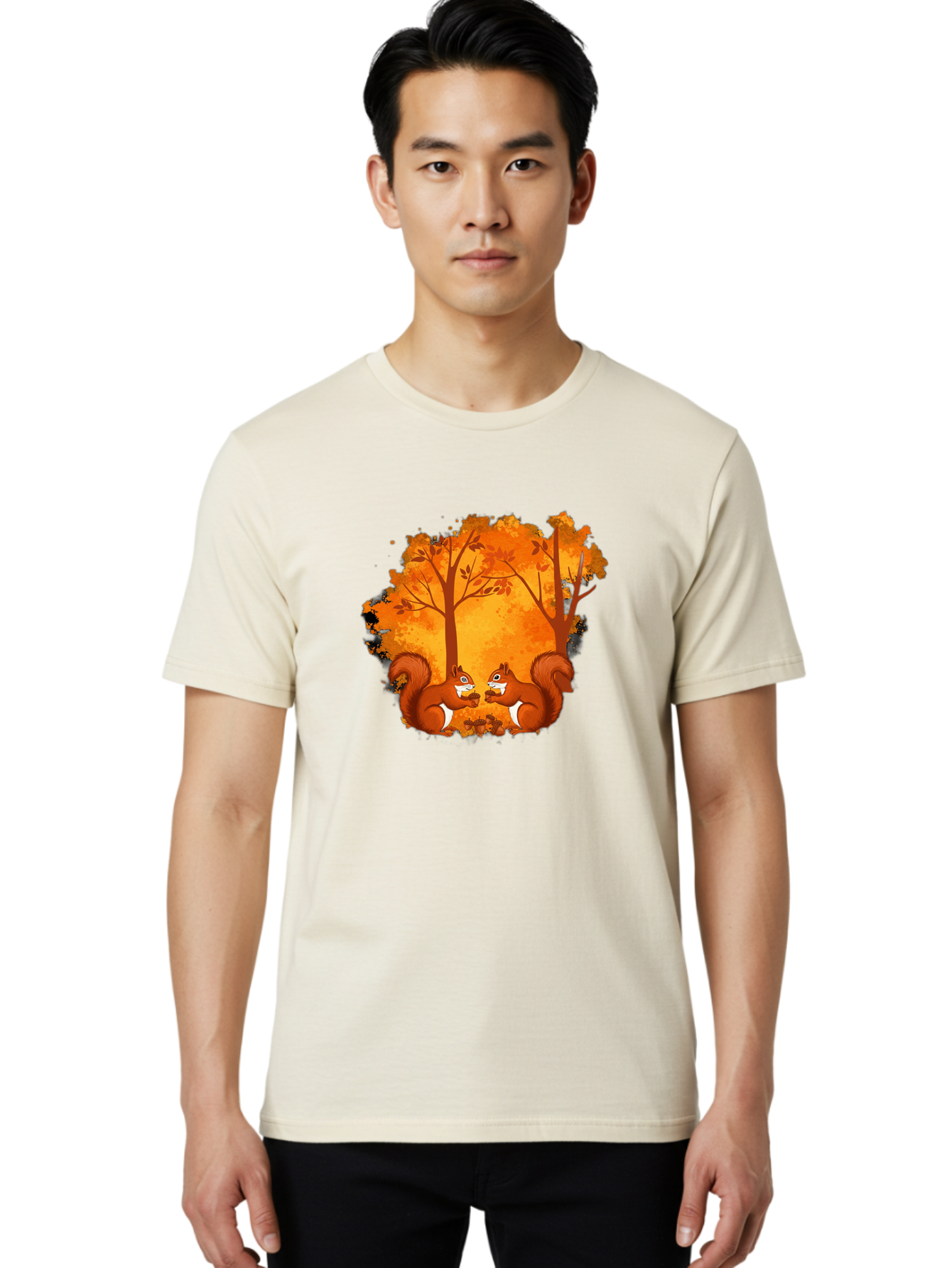 Squirrels-In-Autumn-Trees Men'S Graphic Tee, 100% Cotton, Comfortable Casual Summer Wear, Machine Washable, Vintage Camera, Old Camera, Antique Camera, Black Camera, Classic Photography, Photography Equipment, Nostalgic Device, Film Camera, Baf538