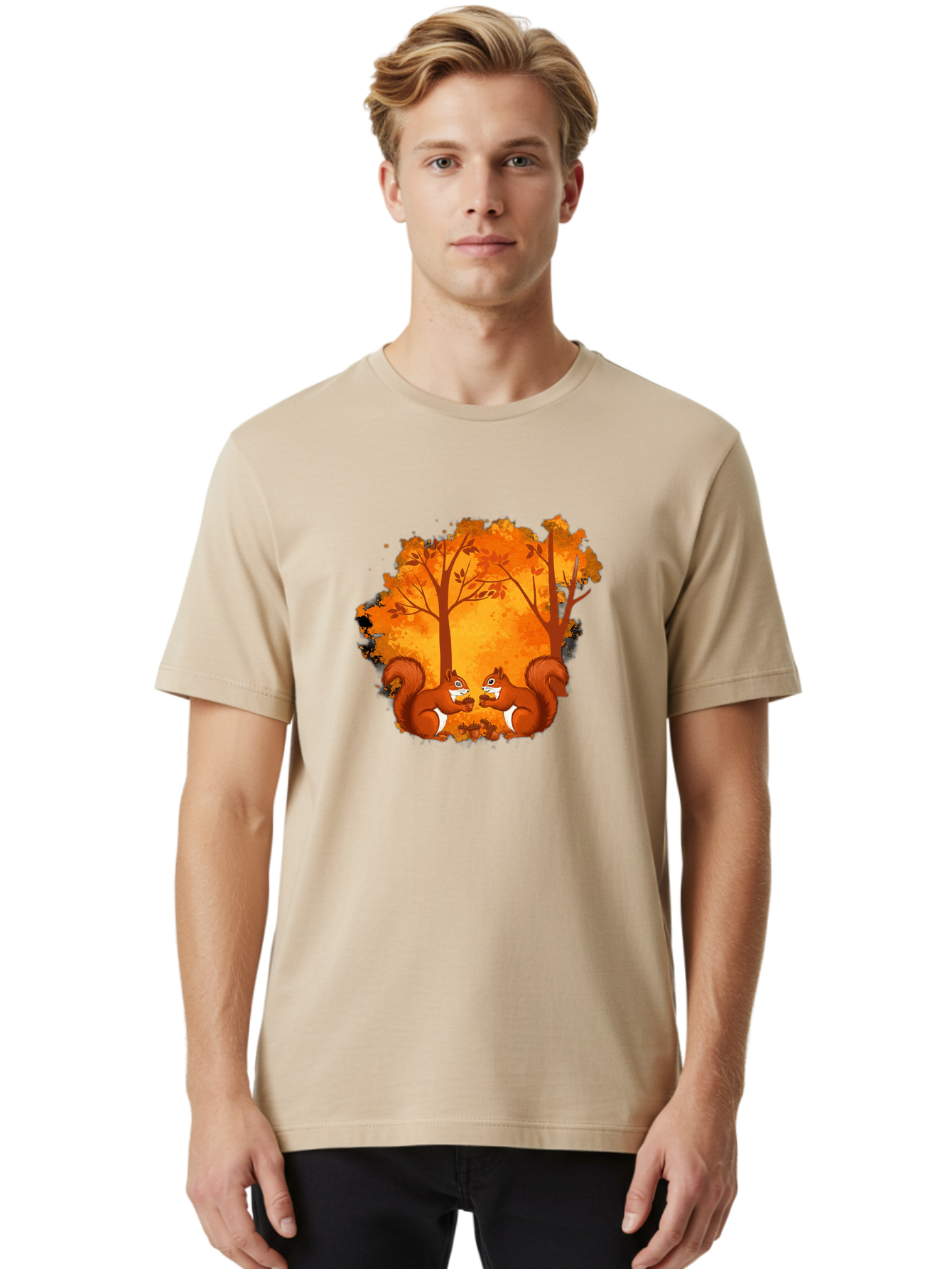 Squirrels-In-Autumn-Trees Men'S Graphic Tee, 100% Cotton, Comfortable Casual Summer Wear, Machine Washable, Vintage Camera, Old Camera, Antique Camera, Black Camera, Classic Photography, Photography Equipment, Nostalgic Device, Film Camera, Baf538
