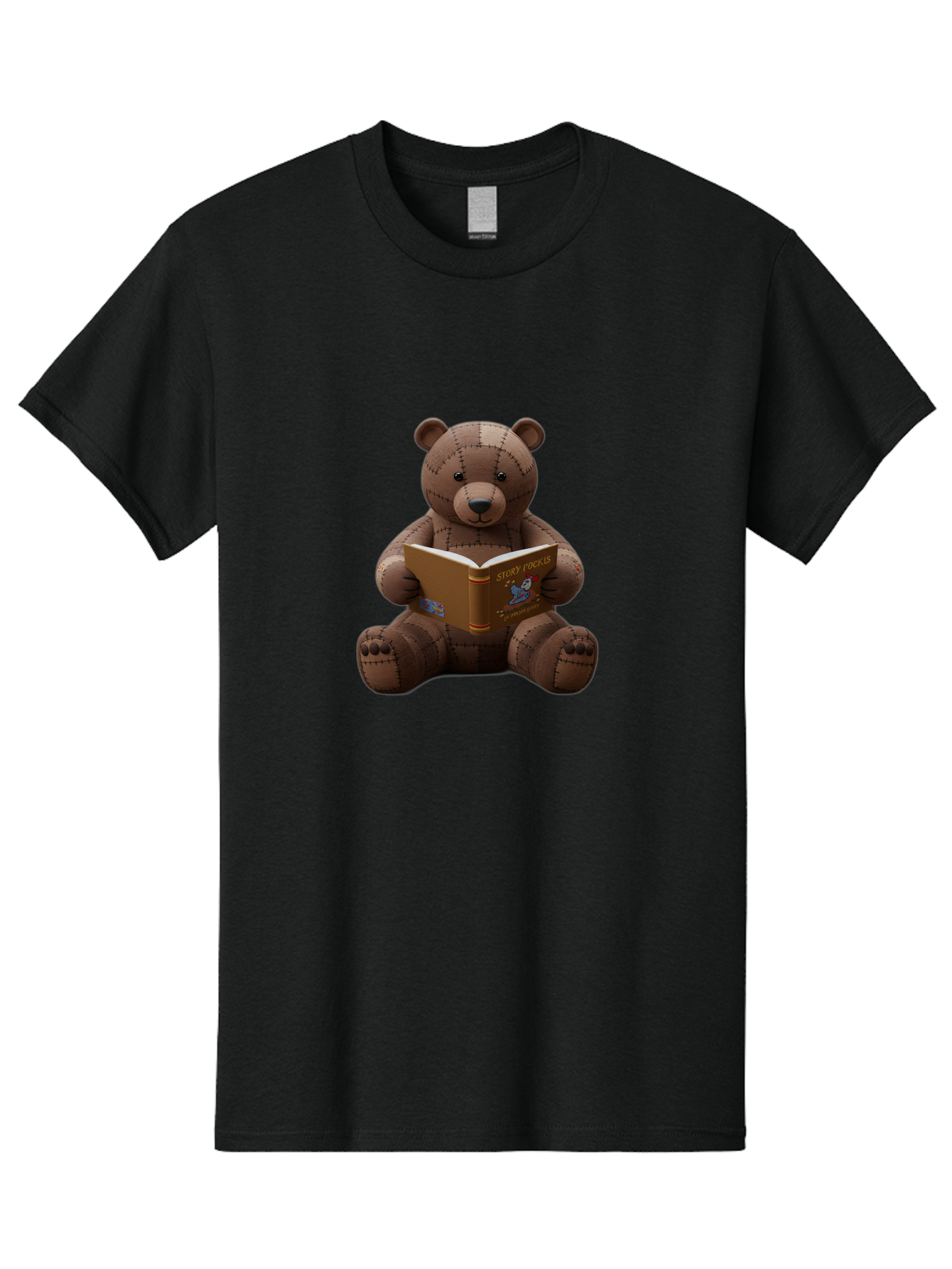 Stitched-Teddy-Bear-Reading-Story-Pockets Men'S Graphic Tee, 100% Cotton, Comfortable Casual Summer Wear, Machine Washable, Vintage Camera, Old Camera, Antique Camera, Black Camera, Classic Photography, Photography Equipment, Nostalgic Device, Baf552