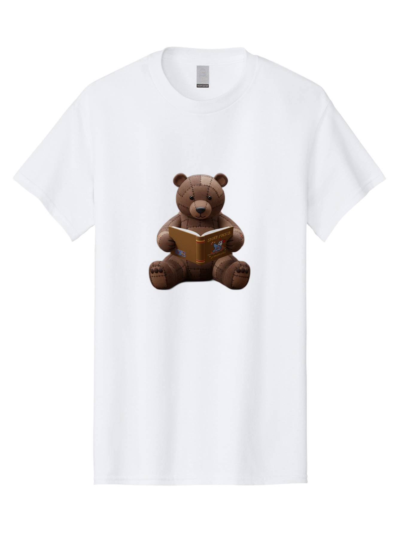Stitched-Teddy-Bear-Reading-Story-Pockets Men'S Graphic Tee, 100% Cotton, Comfortable Casual Summer Wear, Machine Washable, Vintage Camera, Old Camera, Antique Camera, Black Camera, Classic Photography, Photography Equipment, Nostalgic Device, Baf552
