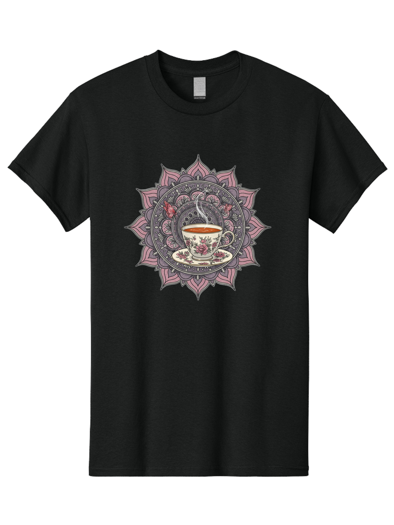 Tea-Cup-Mandala-1 Men'S Graphic Tee, 100% Cotton, Comfortable Casual Summer Wear, Machine Washable, Vintage Camera, Old Camera, Antique Camera, Black Camera, Classic Photography, Photography Equipment, Nostalgic Device, Film Camera, Camera Art Baf564