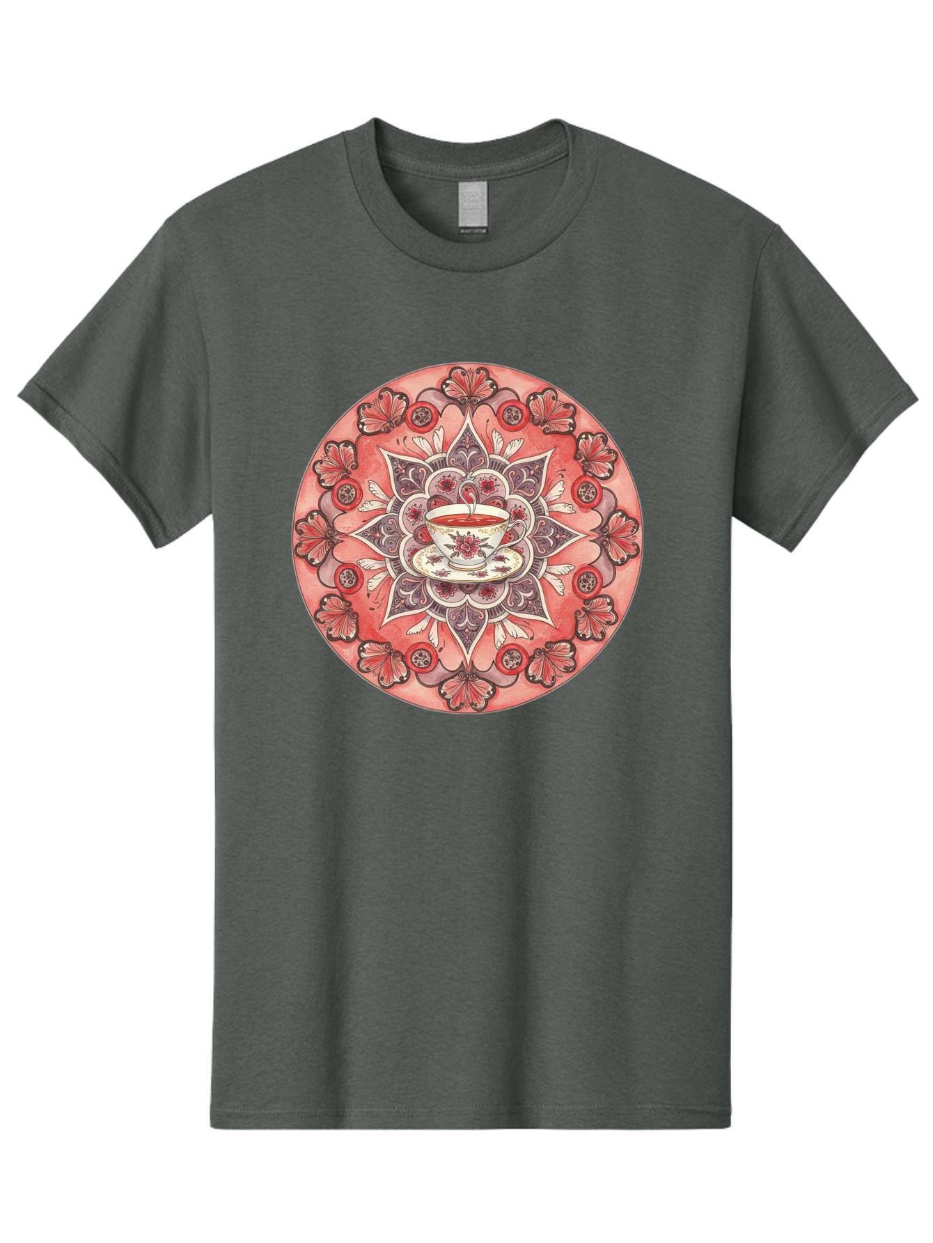 Tea-Cup-Mandala-2 Men'S Graphic Tee, 100% Cotton, Comfortable Casual Summer Wear, Machine Washable, Vintage Camera, Old Camera, Antique Camera, Black Camera, Classic Photography, Photography Equipment, Nostalgic Device, Film Camera, Camera Art Baf565