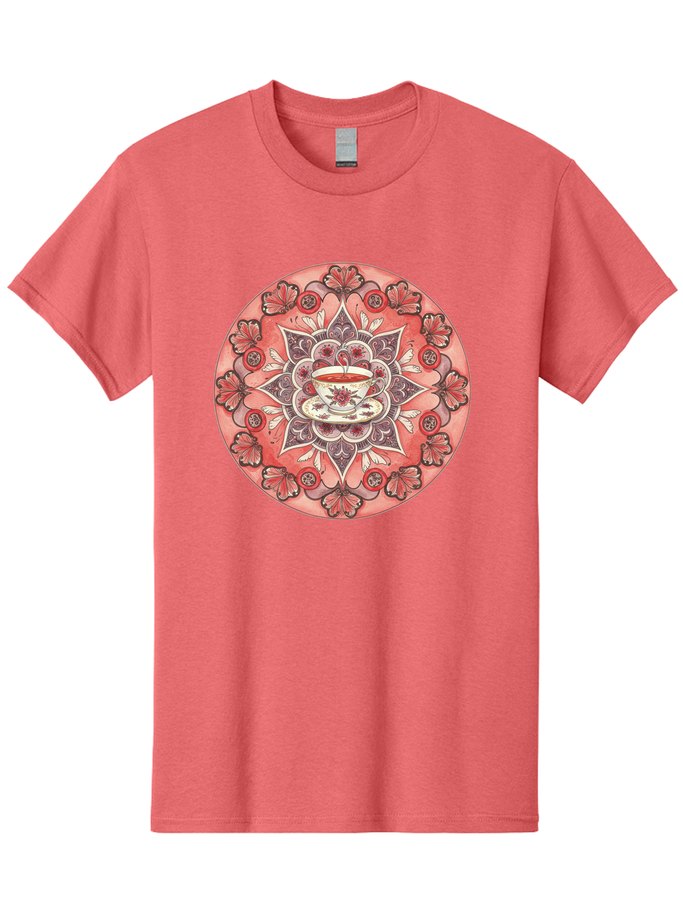 Tea-Cup-Mandala-2 Men'S Graphic Tee, 100% Cotton, Comfortable Casual Summer Wear, Machine Washable, Vintage Camera, Old Camera, Antique Camera, Black Camera, Classic Photography, Photography Equipment, Nostalgic Device, Film Camera, Camera Art Baf565