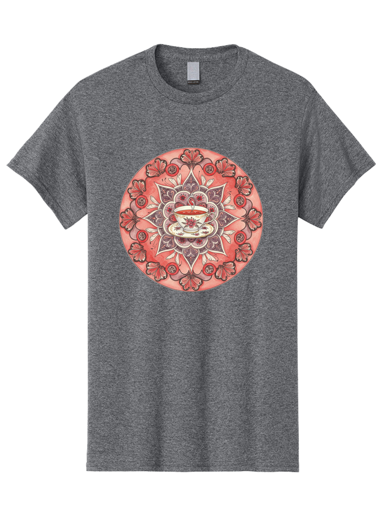 Tea-Cup-Mandala-2 Men'S Graphic Tee, 100% Cotton, Comfortable Casual Summer Wear, Machine Washable, Vintage Camera, Old Camera, Antique Camera, Black Camera, Classic Photography, Photography Equipment, Nostalgic Device, Film Camera, Camera Art Baf565