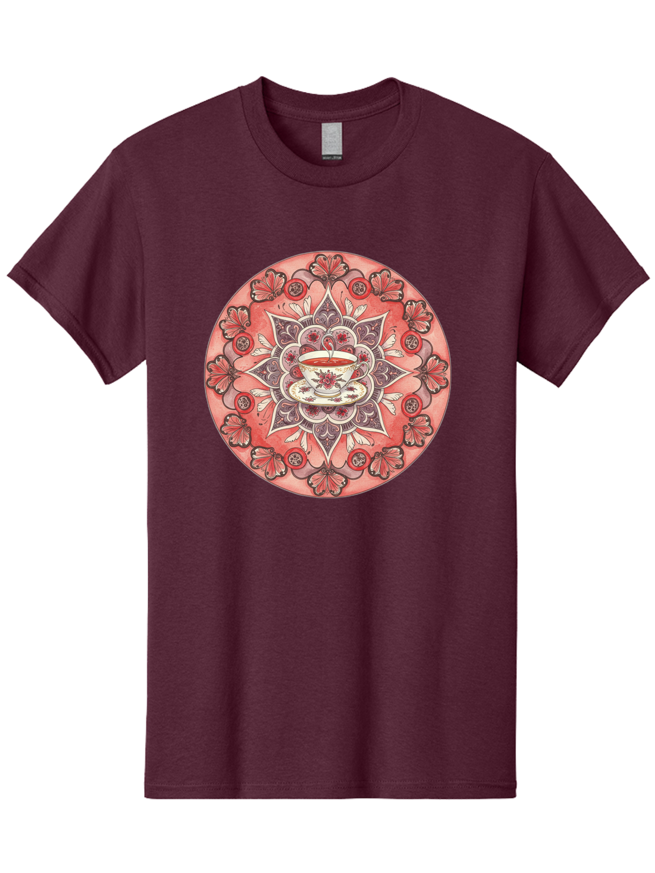 Tea-Cup-Mandala-2 Men'S Graphic Tee, 100% Cotton, Comfortable Casual Summer Wear, Machine Washable, Vintage Camera, Old Camera, Antique Camera, Black Camera, Classic Photography, Photography Equipment, Nostalgic Device, Film Camera, Camera Art Baf565