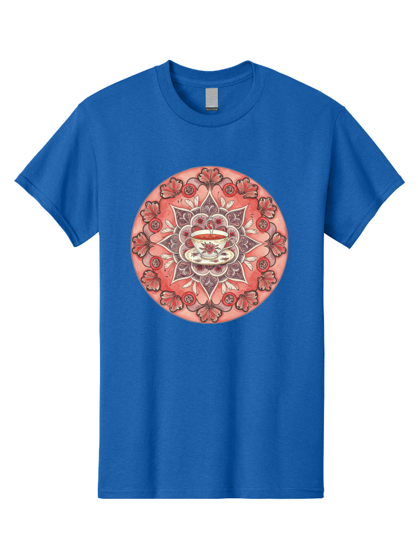 Tea-Cup-Mandala-2 Men'S Graphic Tee, 100% Cotton, Comfortable Casual Summer Wear, Machine Washable, Vintage Camera, Old Camera, Antique Camera, Black Camera, Classic Photography, Photography Equipment, Nostalgic Device, Film Camera, Camera Art Baf565