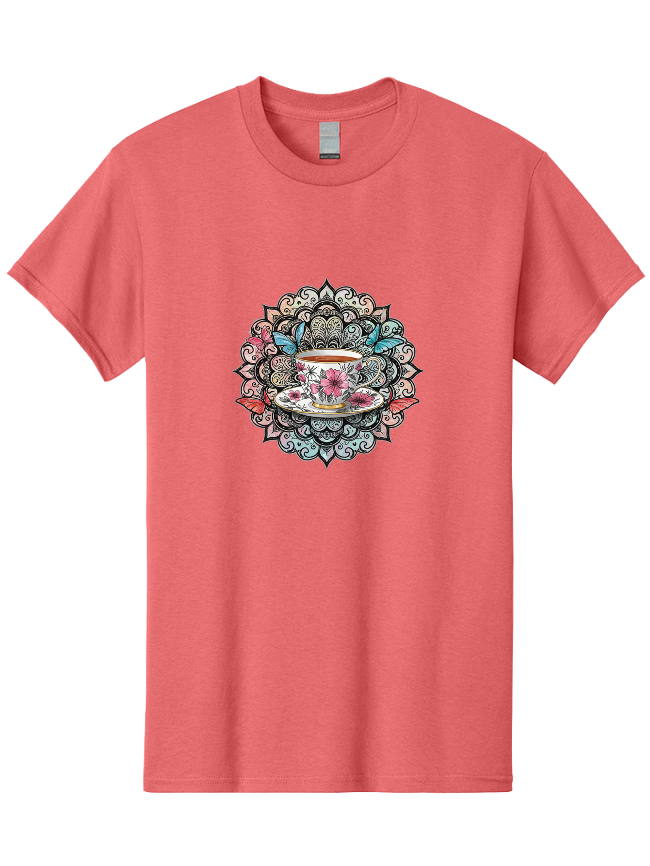 Tea-Cup-Mandala Men'S Graphic Tee, 100% Cotton, Comfortable Casual Summer Wear, Machine Washable, Vintage Camera, Old Camera, Antique Camera, Black Camera, Classic Photography, Photography Equipment, Nostalgic Device, Film Camera, Camera Art Baf566