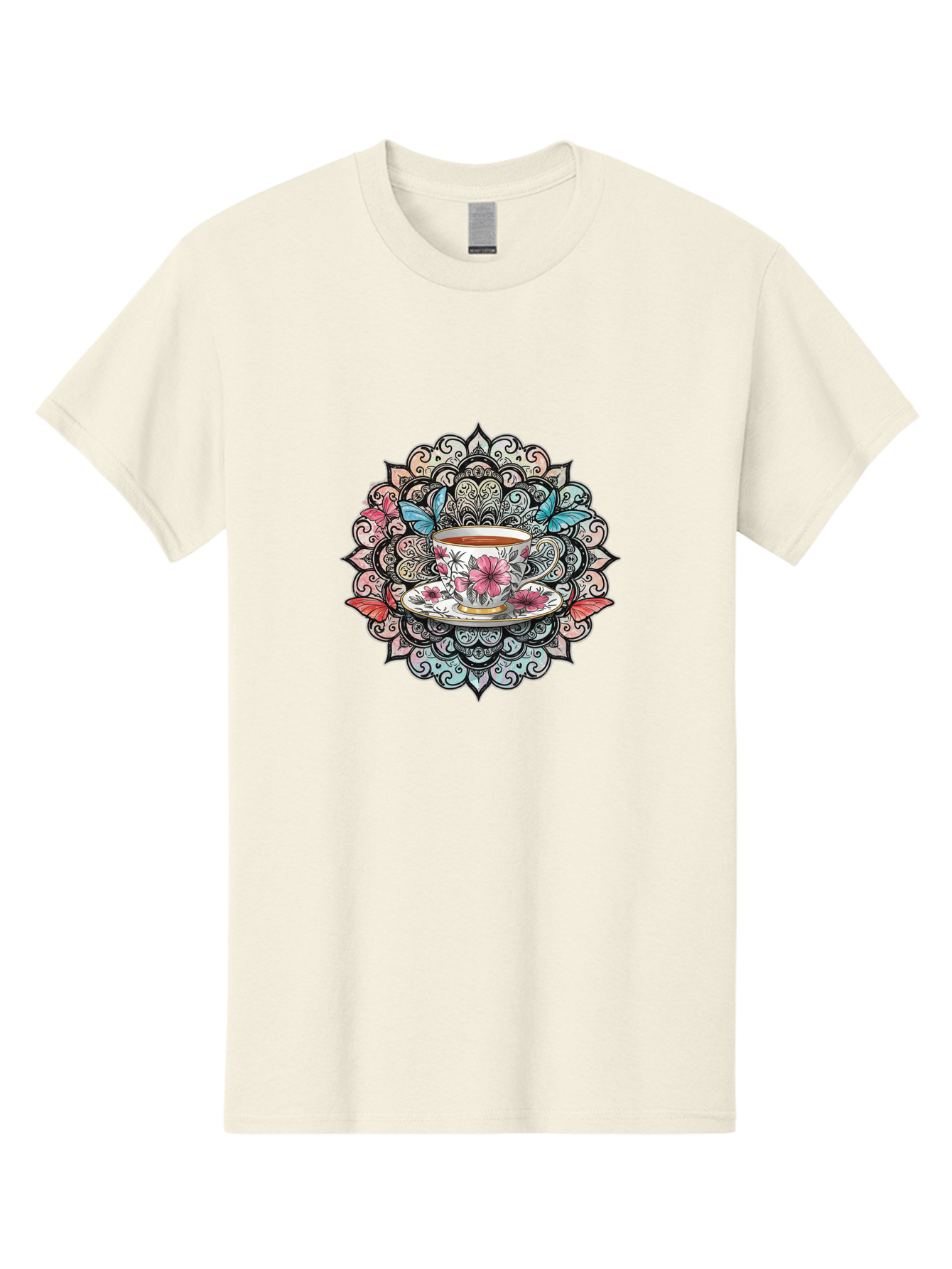 Tea-Cup-Mandala Men'S Graphic Tee, 100% Cotton, Comfortable Casual Summer Wear, Machine Washable, Vintage Camera, Old Camera, Antique Camera, Black Camera, Classic Photography, Photography Equipment, Nostalgic Device, Film Camera, Camera Art Baf566