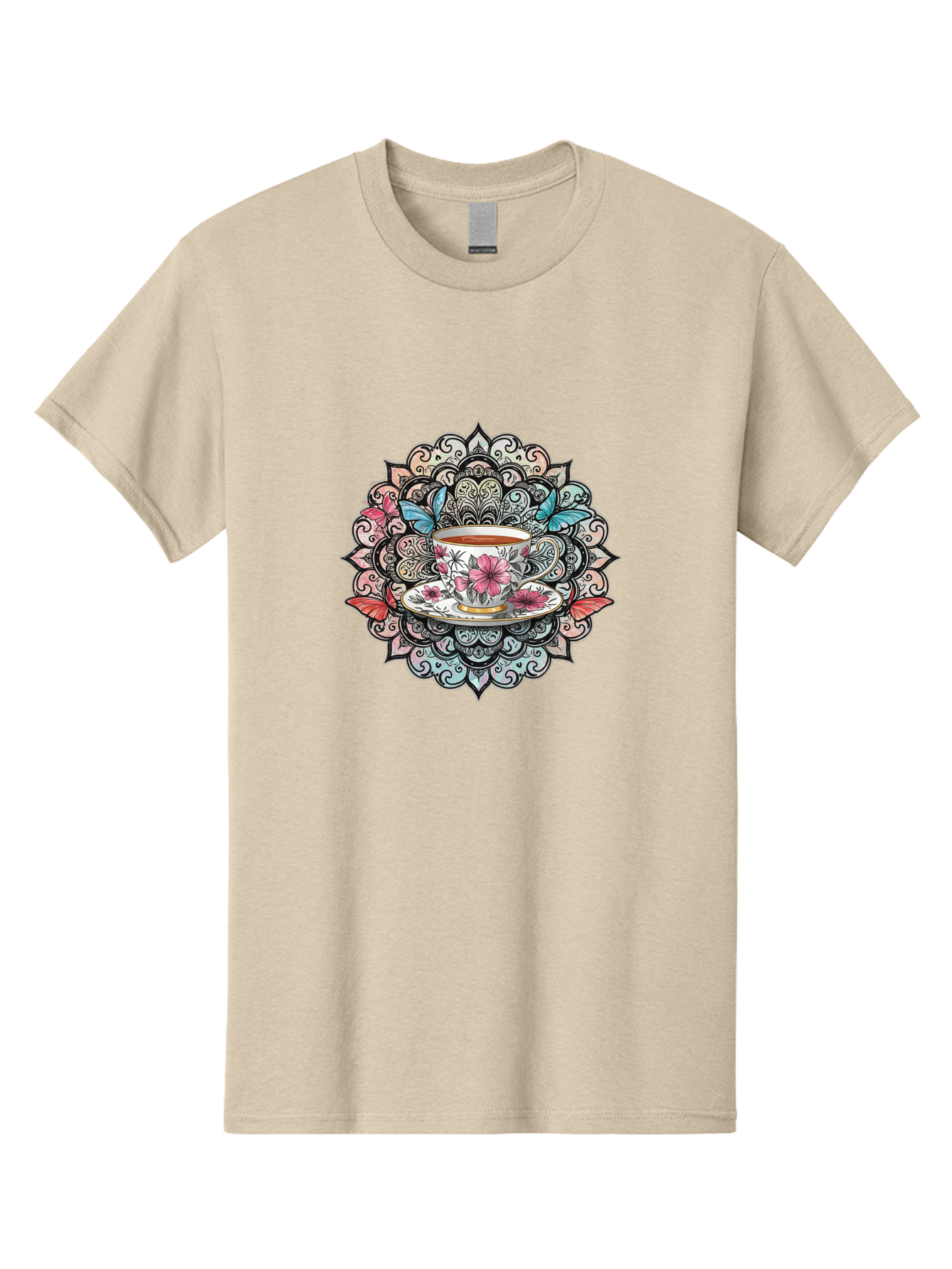 Tea-Cup-Mandala Men'S Graphic Tee, 100% Cotton, Comfortable Casual Summer Wear, Machine Washable, Vintage Camera, Old Camera, Antique Camera, Black Camera, Classic Photography, Photography Equipment, Nostalgic Device, Film Camera, Camera Art Baf566
