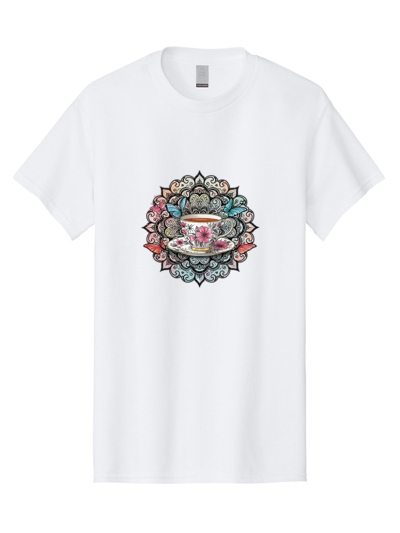 Tea-Cup-Mandala Men'S Graphic Tee, 100% Cotton, Comfortable Casual Summer Wear, Machine Washable, Vintage Camera, Old Camera, Antique Camera, Black Camera, Classic Photography, Photography Equipment, Nostalgic Device, Film Camera, Camera Art Baf566